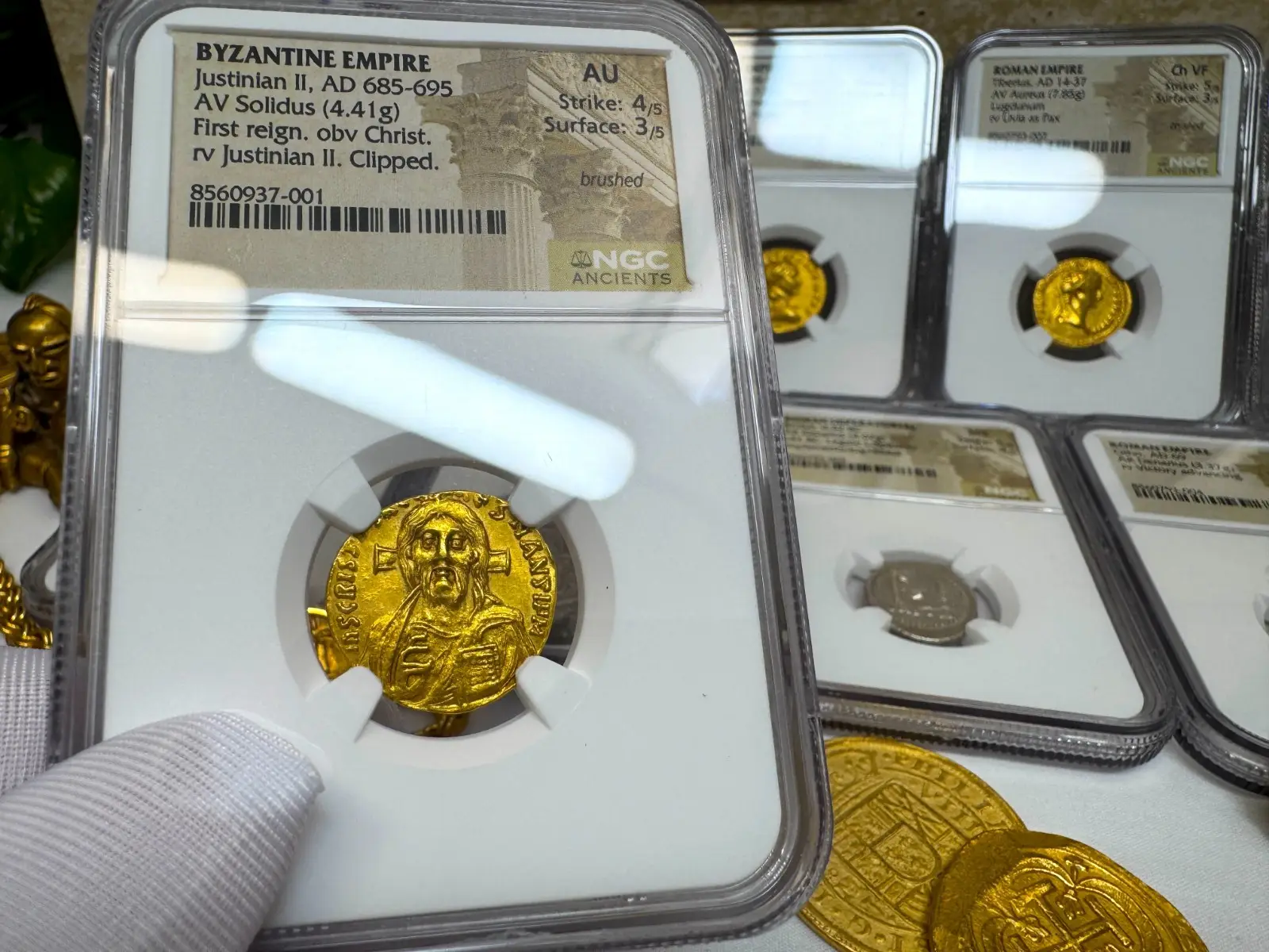 Byzantine Empire "Jesus Christ" Justinian II *First Reign* 685AD NGC AU Gorgeous! #937-001 2