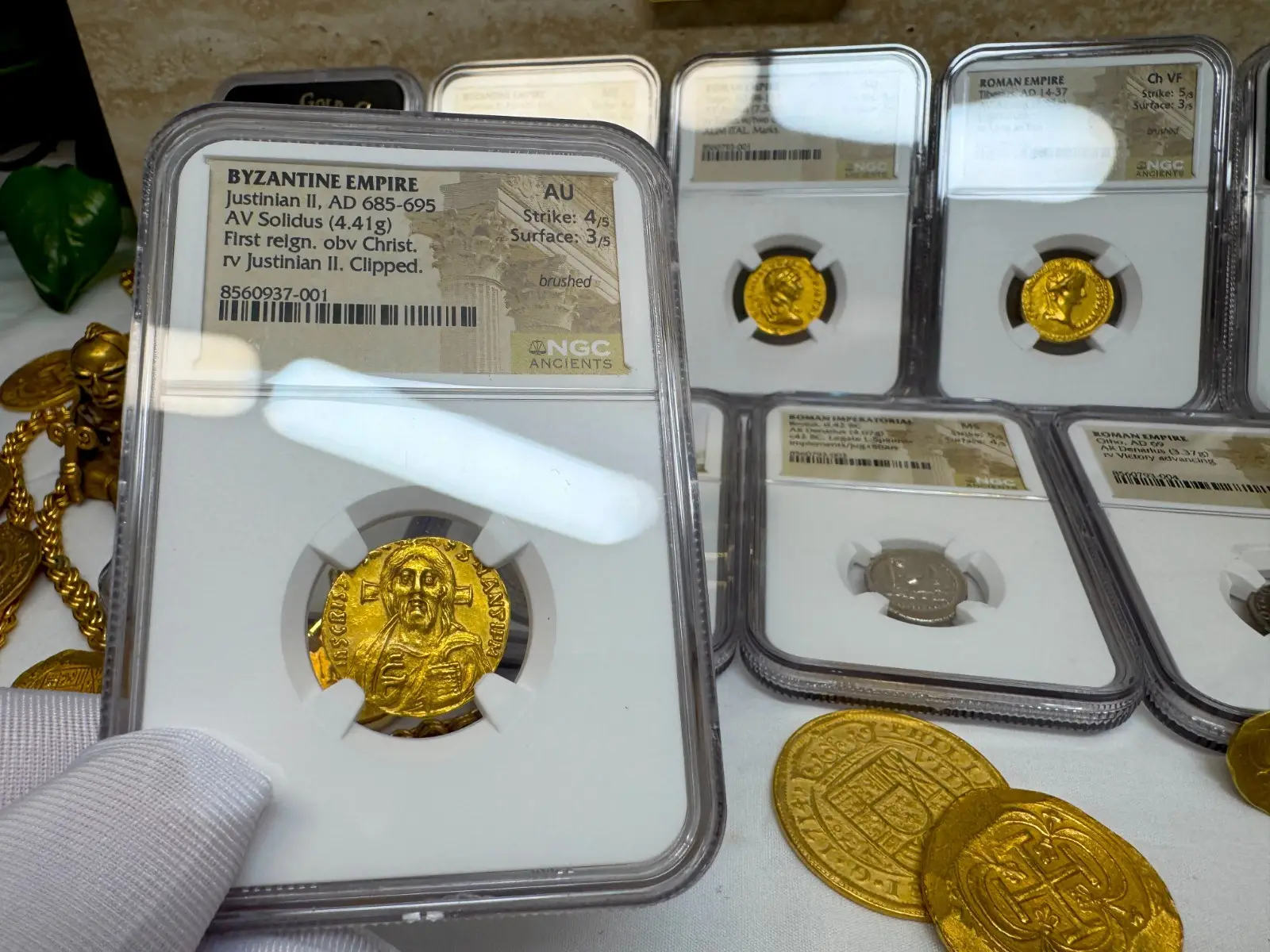 Byzantine Empire "Jesus Christ" Justinian II *First Reign* 685AD NGC AU Gorgeous! #937-001 20