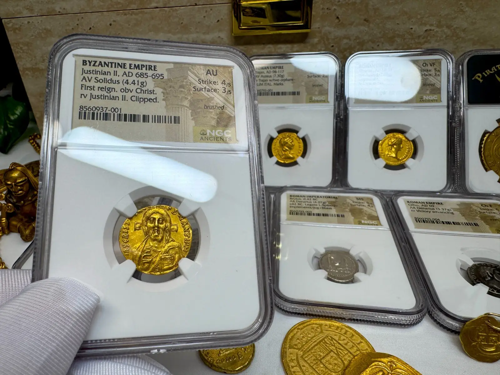 Byzantine Empire "Jesus Christ" Justinian II *First Reign* 685AD NGC AU Gorgeous! #937-001 23