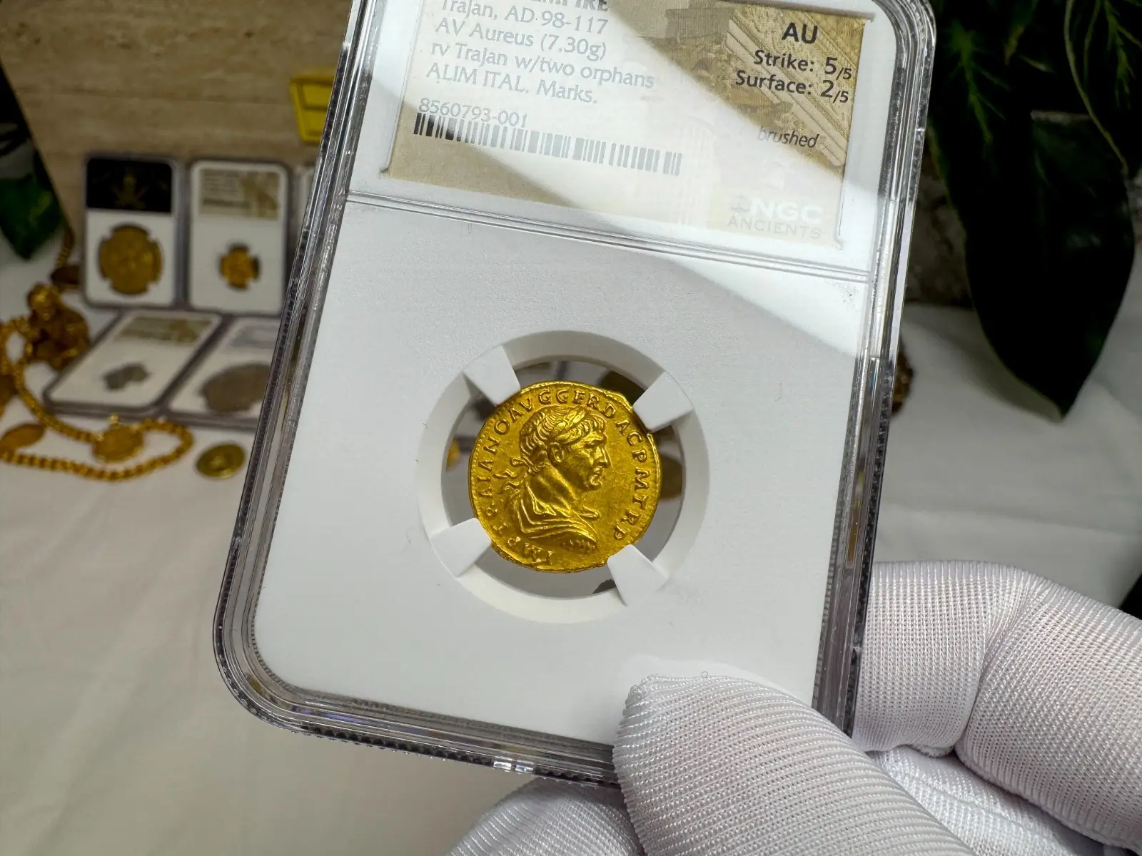  Roman Empire "Trajan- 2nd of 5 Good Emperors" 98AD Aureus NGC AU Gorgeous!  8