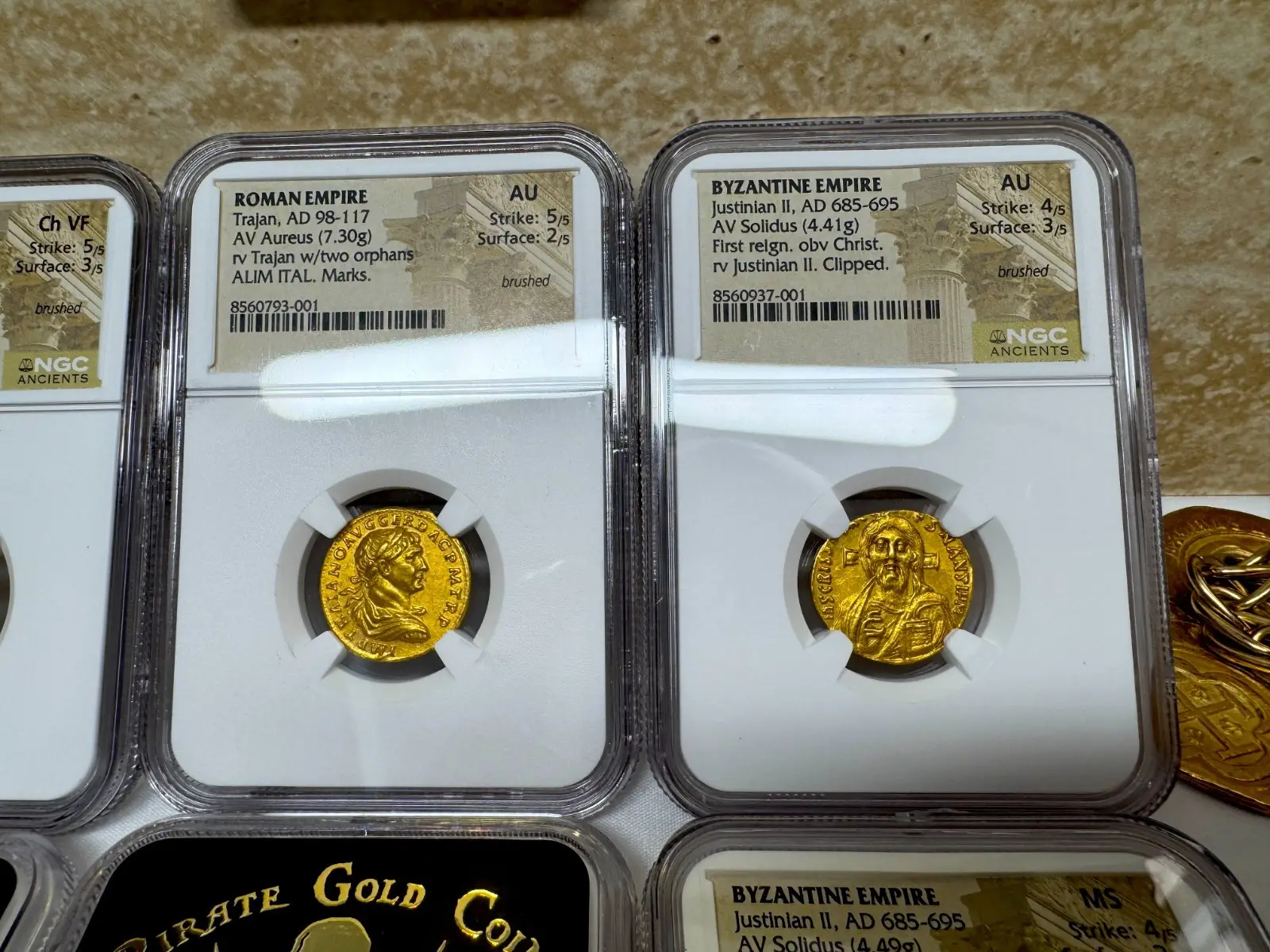  Roman Empire "Trajan- 2nd of 5 Good Emperors" 98AD Aureus NGC AU Gorgeous!  23