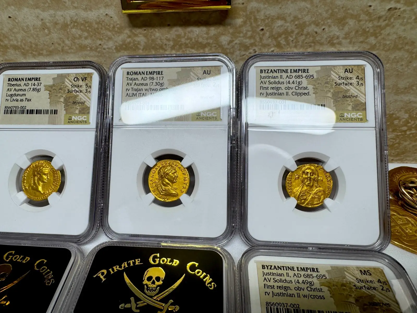  Roman Empire "Trajan- 2nd of 5 Good Emperors" 98AD Aureus NGC AU Gorgeous!  21