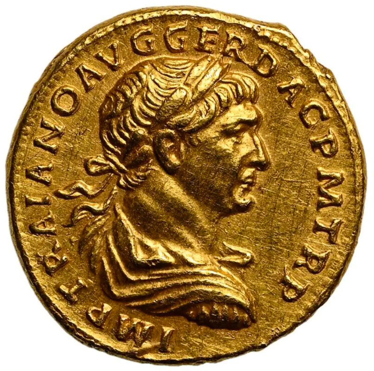  Roman Empire "Trajan- 2nd of 5 Good Emperors" 98AD Aureus NGC AU Gorgeous!  4