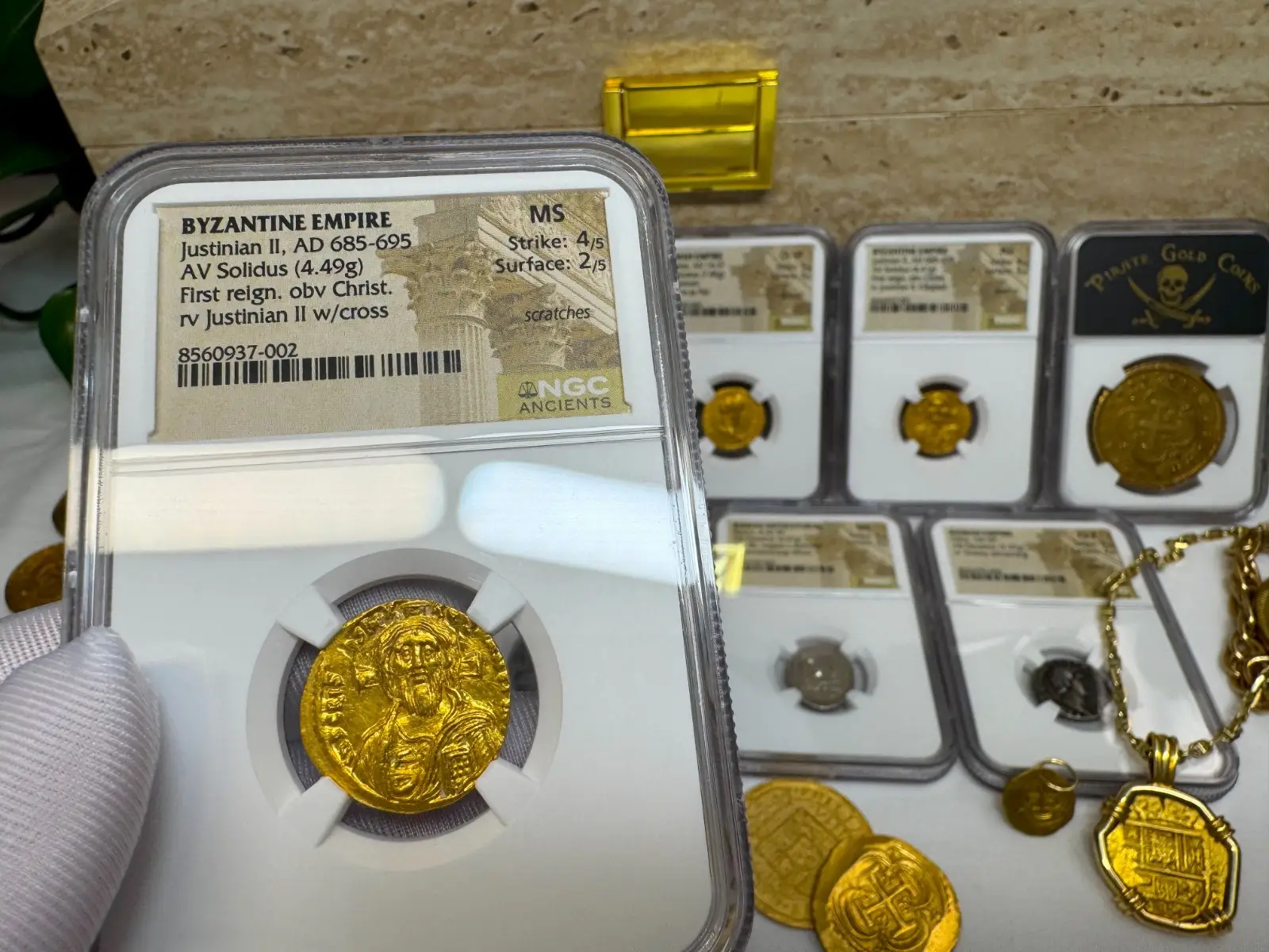 Byzantine Empire "Jesus Christ" Justinian II *FIRST REIGN* 685AD NGC MS! Cameo 22