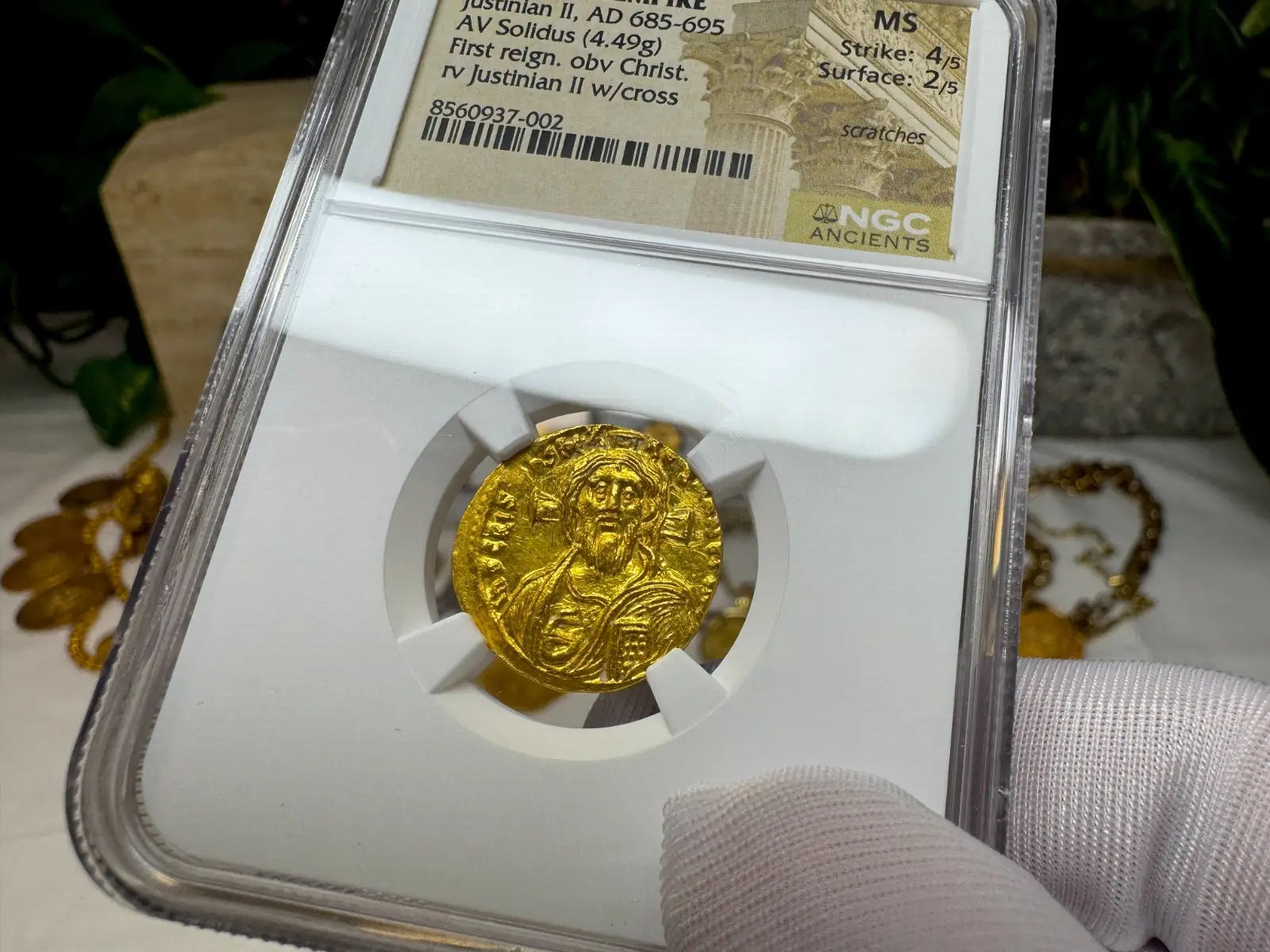 Byzantine Empire "Jesus Christ" Justinian II *FIRST REIGN* 685AD NGC MS! Cameo 13