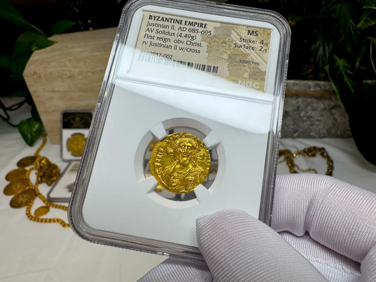 Byzantine Empire "Jesus Christ" Justinian II *FIRST REIGN* 685AD NGC MS! Cameo 16