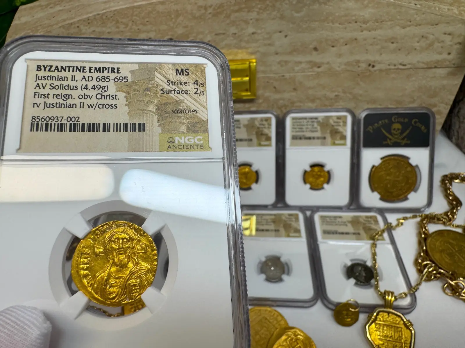 Byzantine Empire "Jesus Christ" Justinian II *FIRST REIGN* 685AD NGC MS! Cameo 20