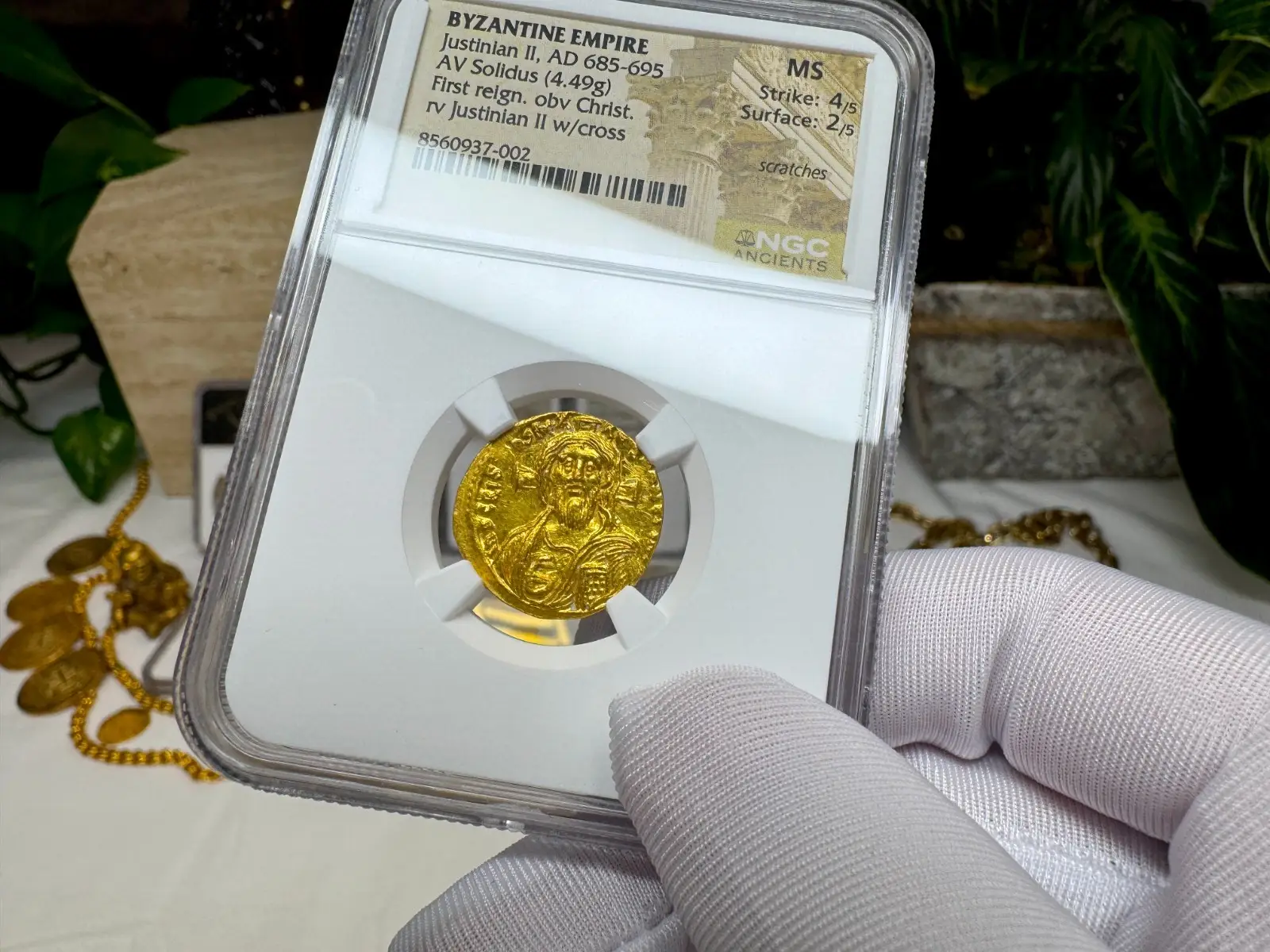 Byzantine Empire "Jesus Christ" Justinian II *FIRST REIGN* 685AD NGC MS! Cameo 6