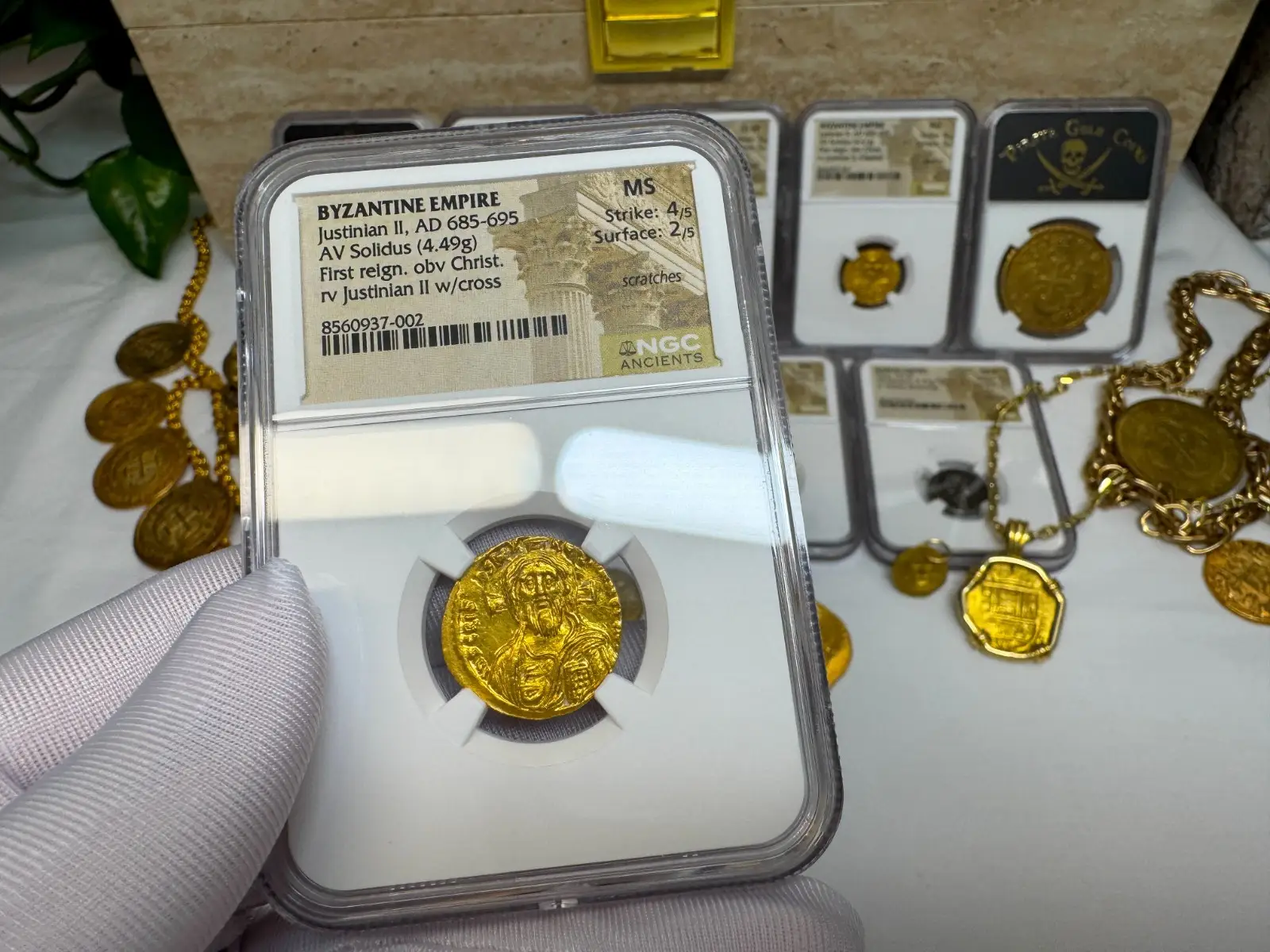 Byzantine Empire "Jesus Christ" Justinian II *FIRST REIGN* 685AD NGC MS! Cameo 21