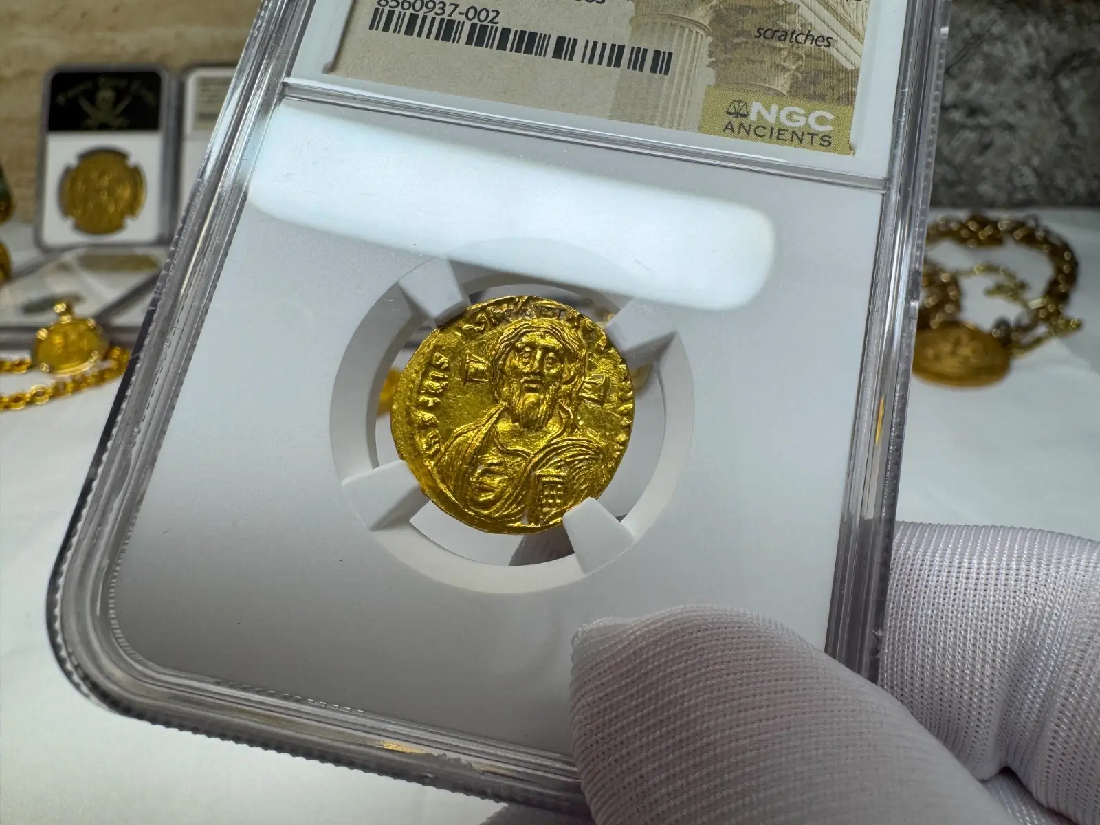 Byzantine Empire "Jesus Christ" Justinian II *FIRST REIGN* 685AD NGC MS! Cameo 8