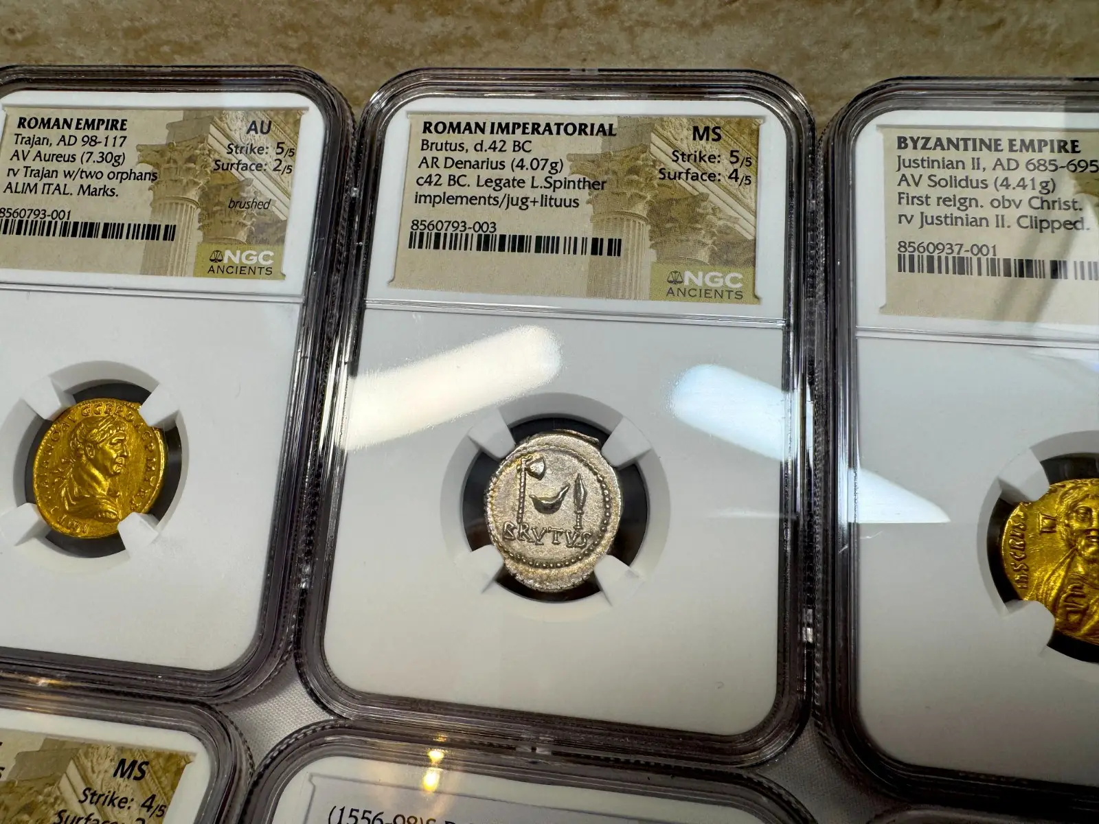 NGC MS! Roman Imperatorial "Marcus Brutus" 42BC Denarius Military Mint #793-003 12