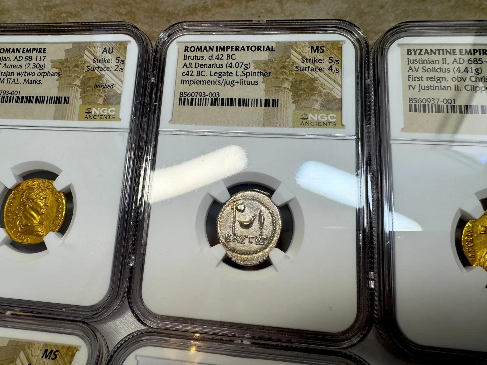 NGC MS! Roman Imperatorial "Marcus Brutus" 42BC Denarius Military Mint #793-003 7