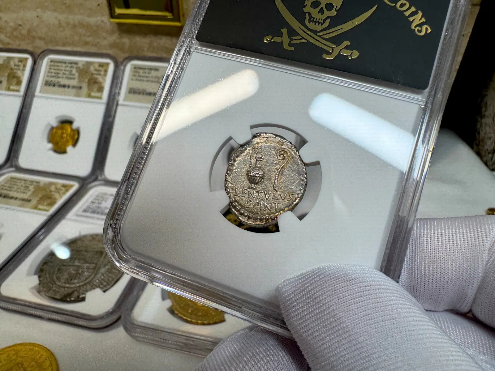 NGC MS! Roman Imperatorial "Marcus Brutus" 42BC Denarius Military Mint #793-003 16
