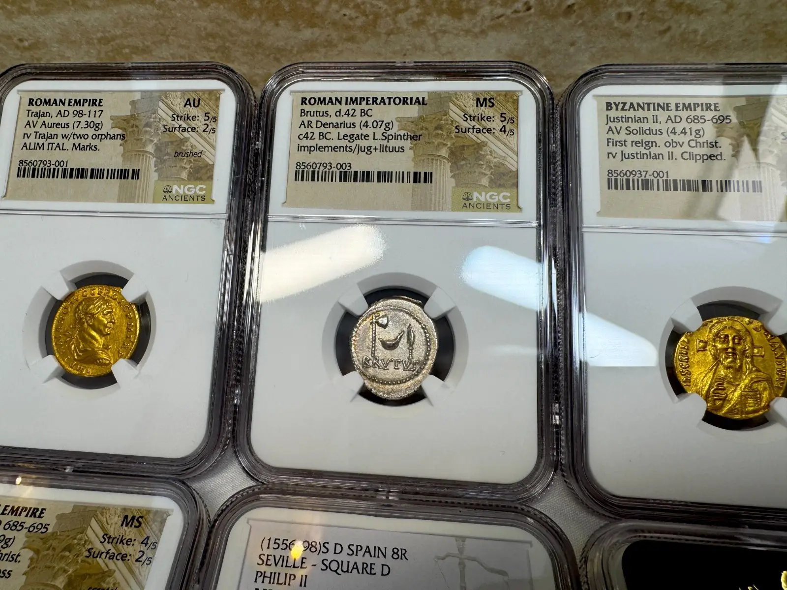 NGC MS! Roman Imperatorial "Marcus Brutus" 42BC Denarius Military Mint #793-003 18