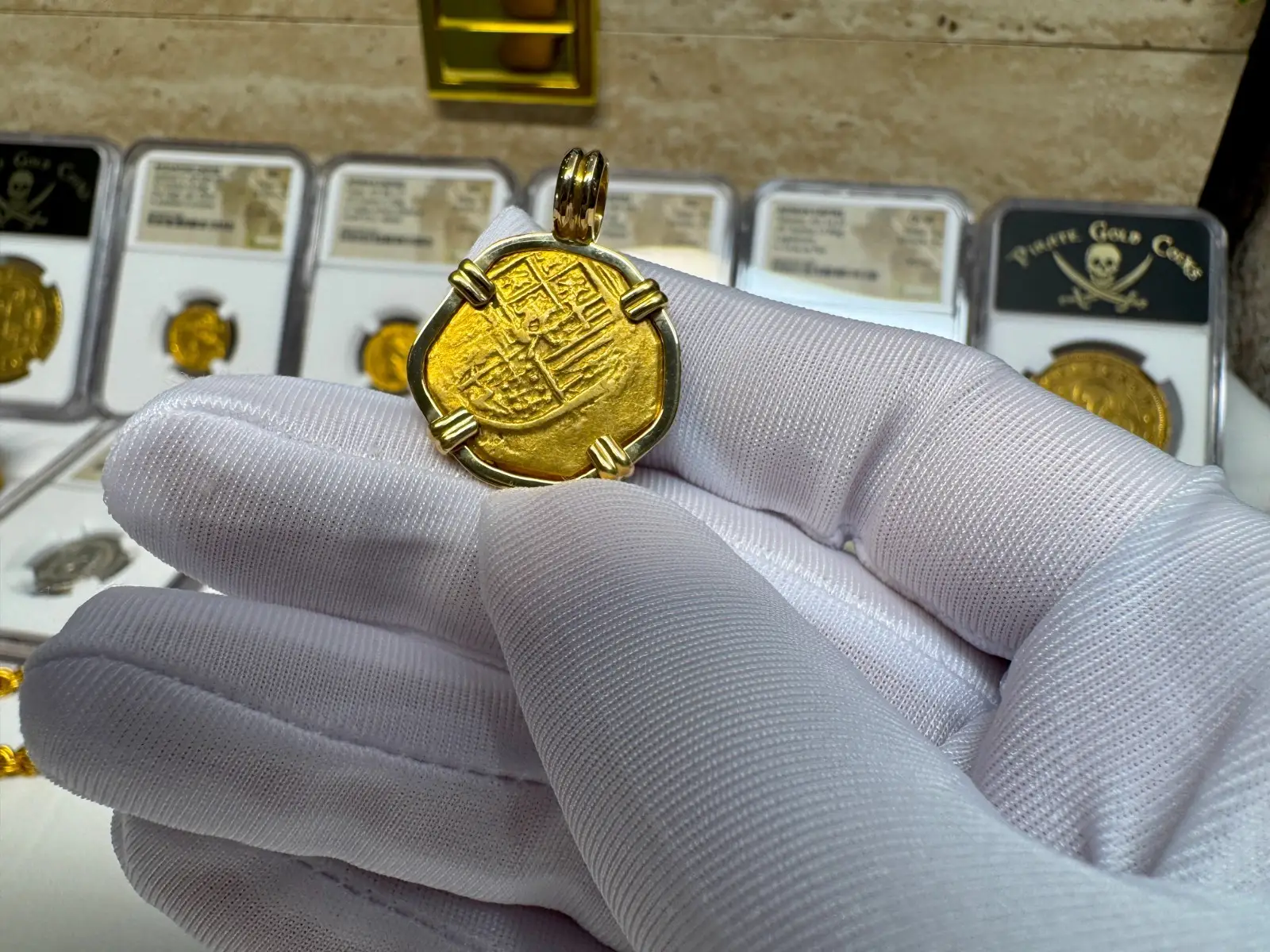 Spain 2 Escudos 1598-21 Pendant 18kt Necklace 10.7gm Jewelry 4