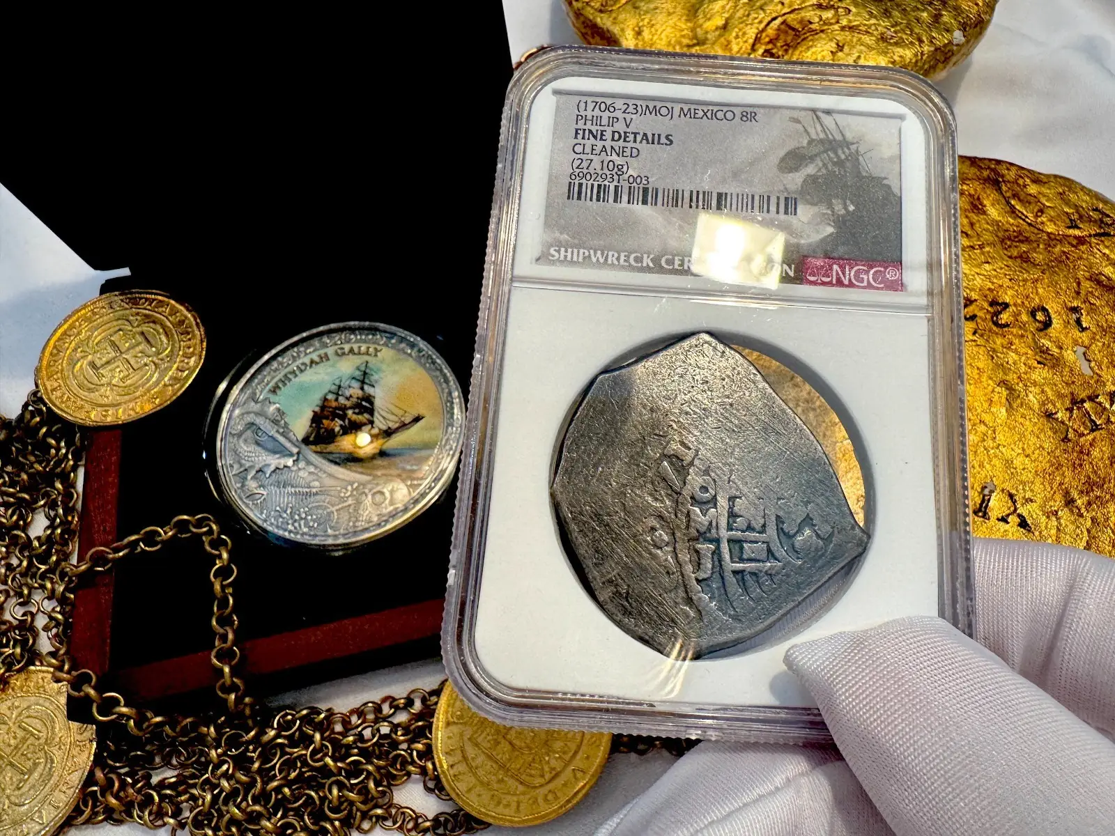 Mexico 8 Reales 1706-23 "Dated" Shipwreck NGC F #931-003 3