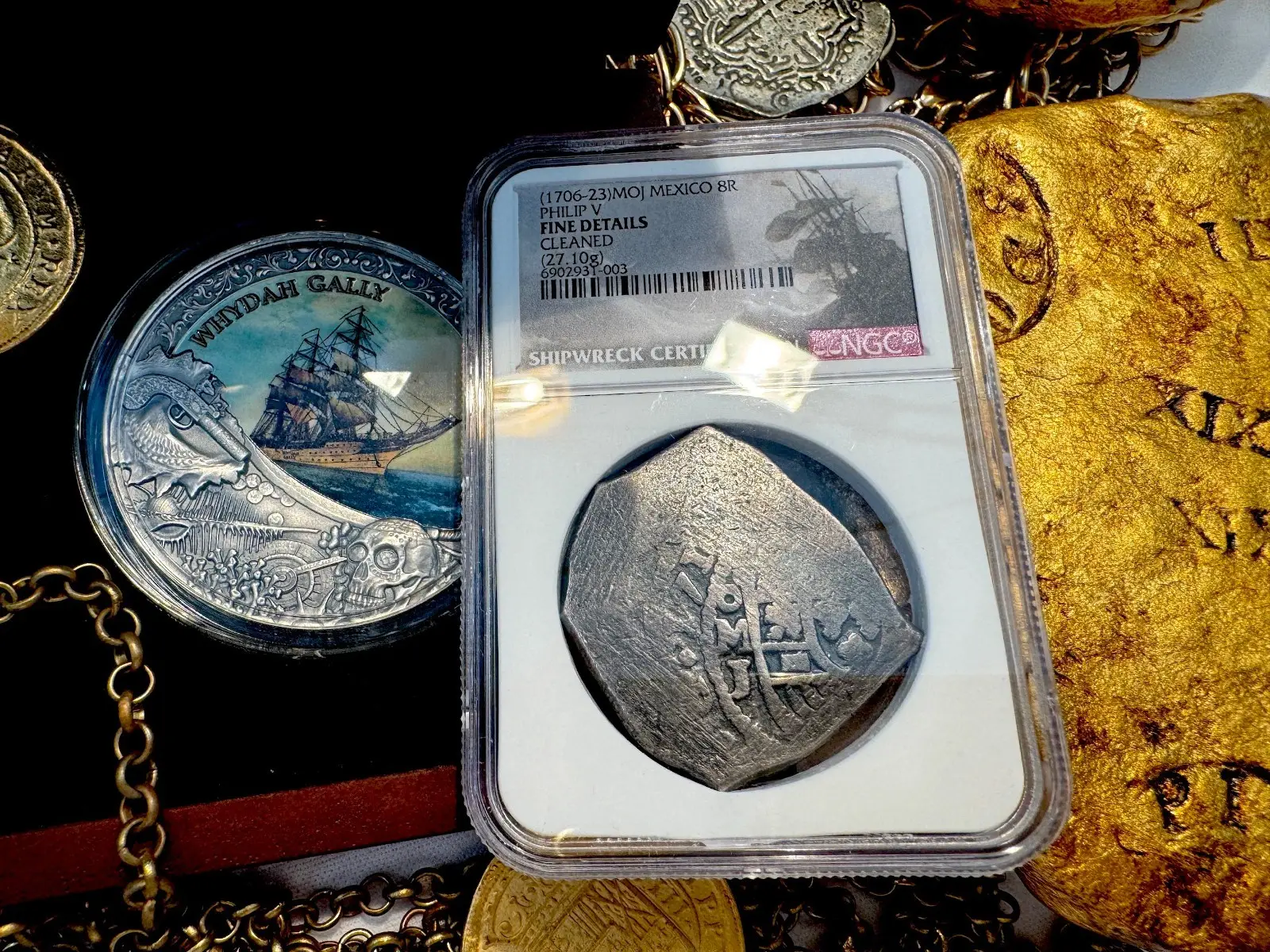 Mexico 8 Reales 1706-23 "Dated" Shipwreck NGC F #931-003 2