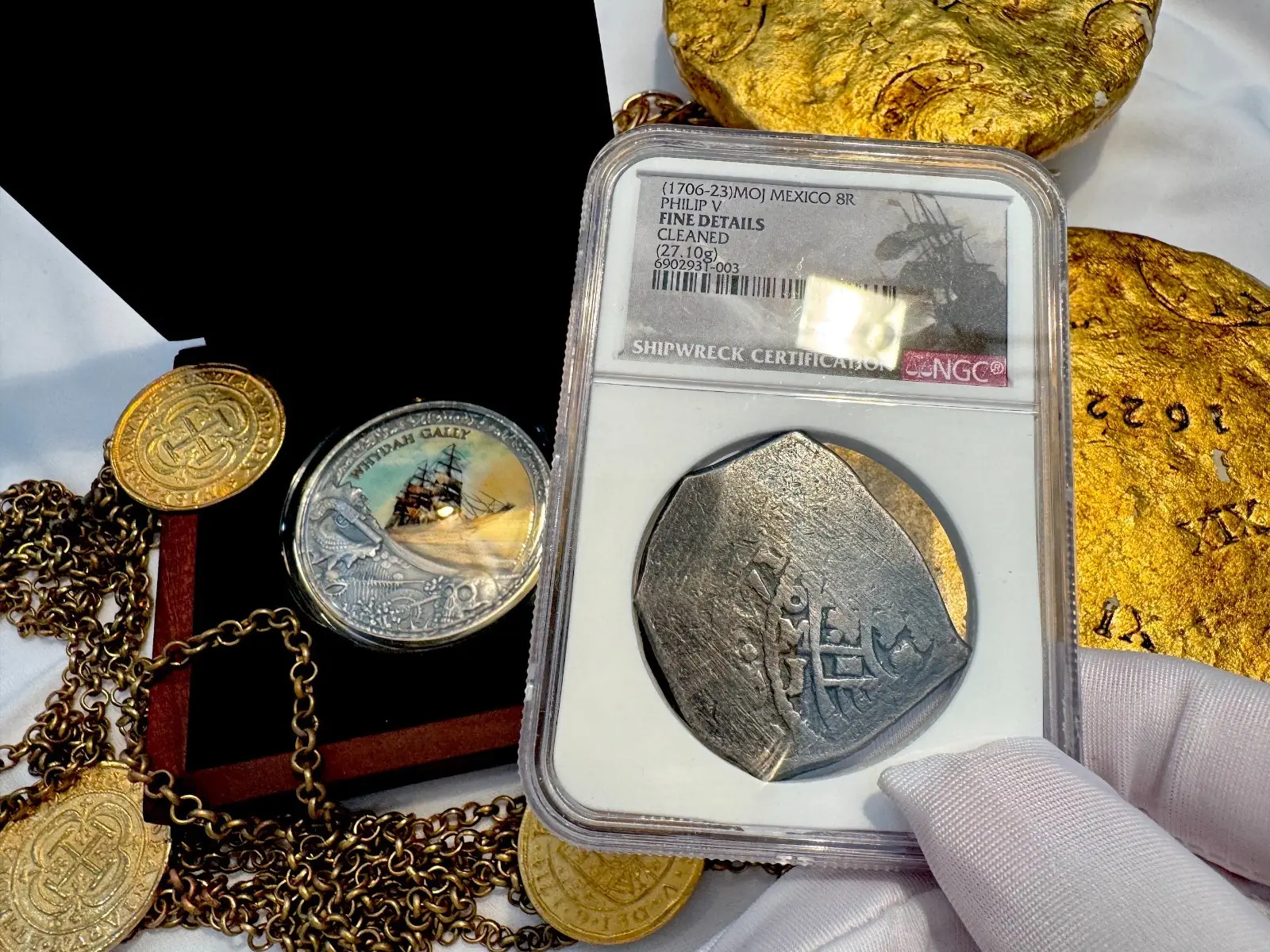 Mexico 8 Reales 1706-23 "Dated" Shipwreck NGC F #931-003 13