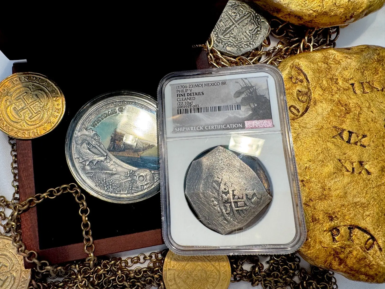 Mexico 8 Reales 1706-23 "Dated" Shipwreck NGC F #931-003 10