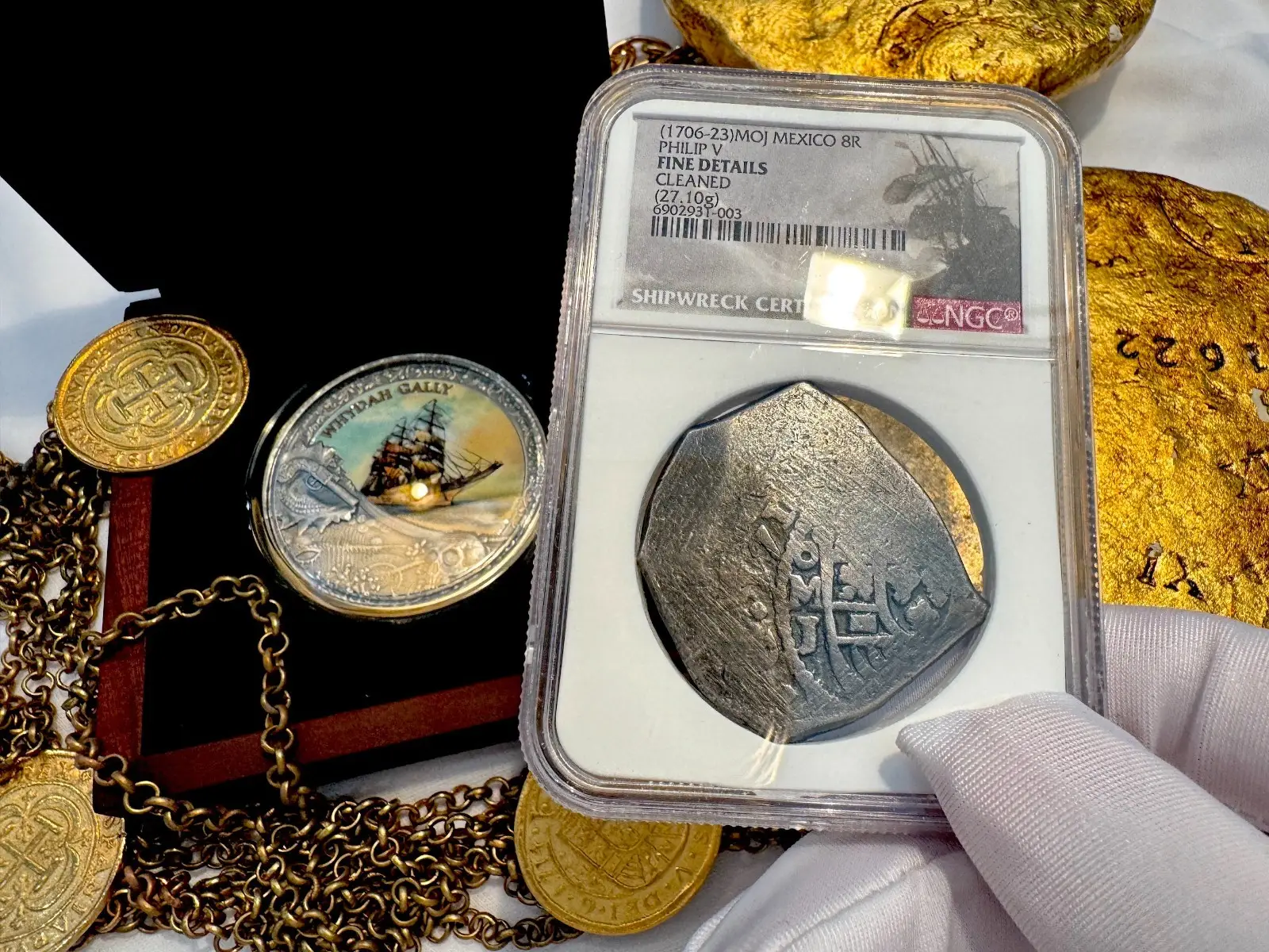 Mexico 8 Reales 1706-23 "Dated" Shipwreck NGC F #931-003 12