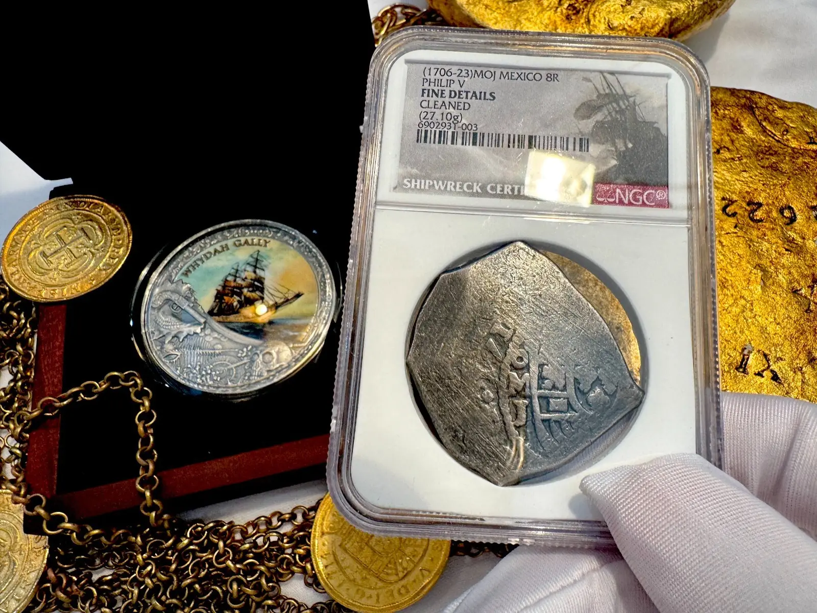 Mexico 8 Reales 1706-23 "Dated" Shipwreck NGC F #931-003 14