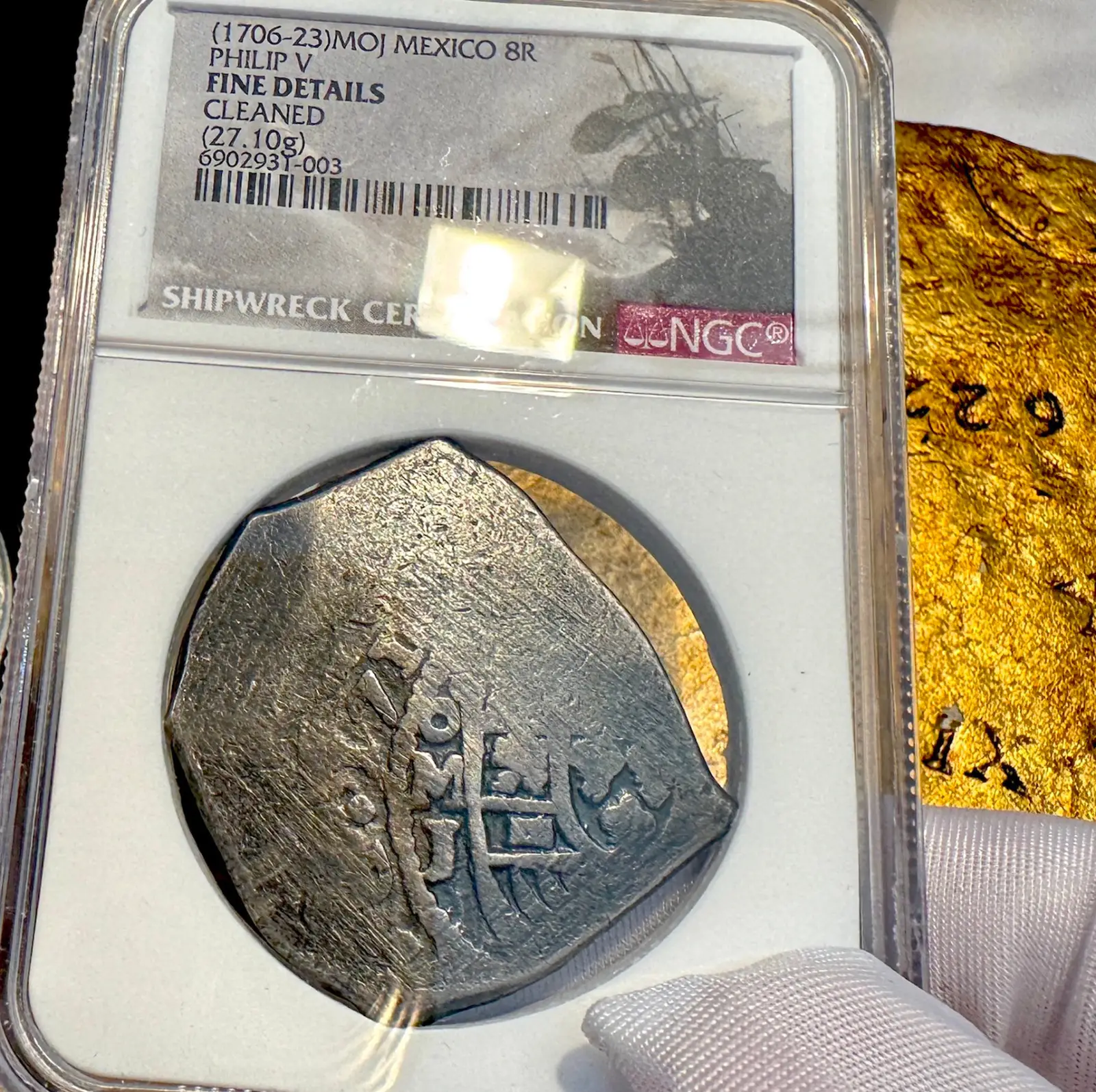 Mexico 8 Reales 1706-23 "Dated" Shipwreck NGC F #931-003