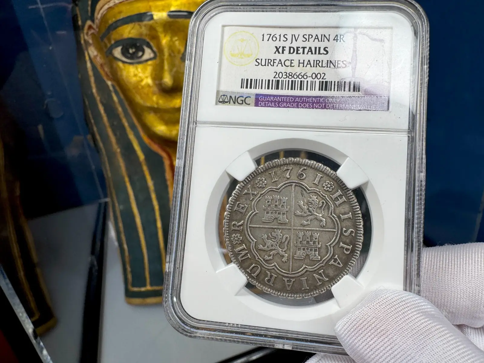 Spain 4 Reales 1761 "Dated" Charles II Seville NGC XF  6