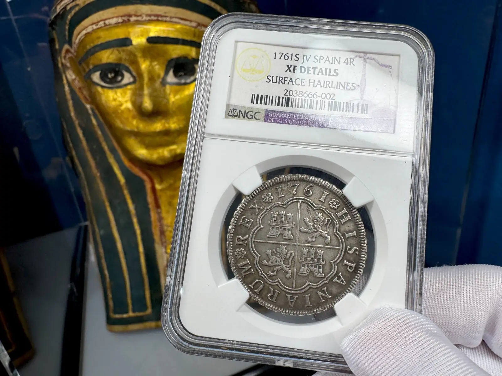 Spain 4 Reales 1761 "Dated" Charles II Seville NGC XF  9