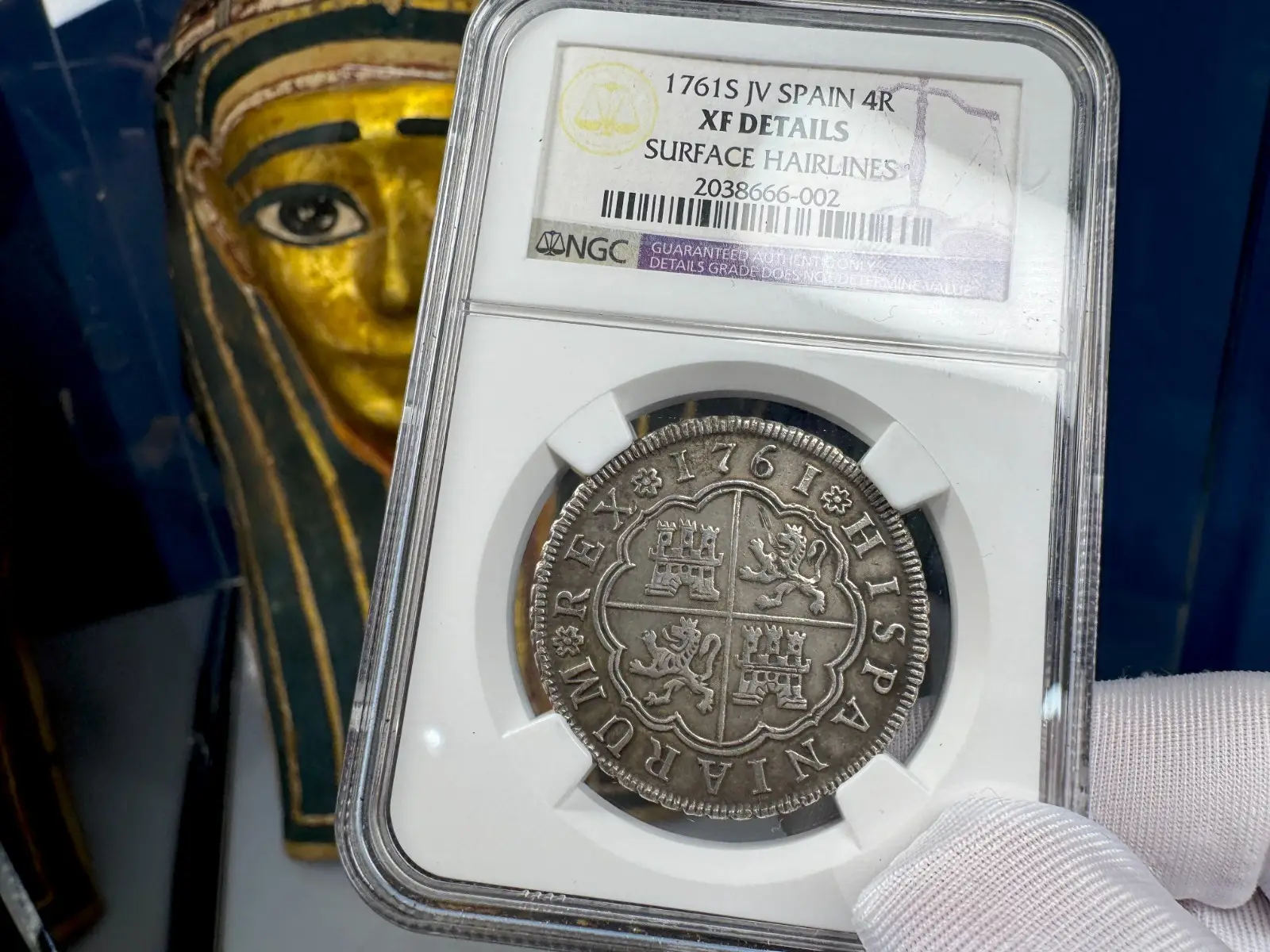 Spain 4 Reales 1761 "Dated" Charles II Seville NGC XF  10