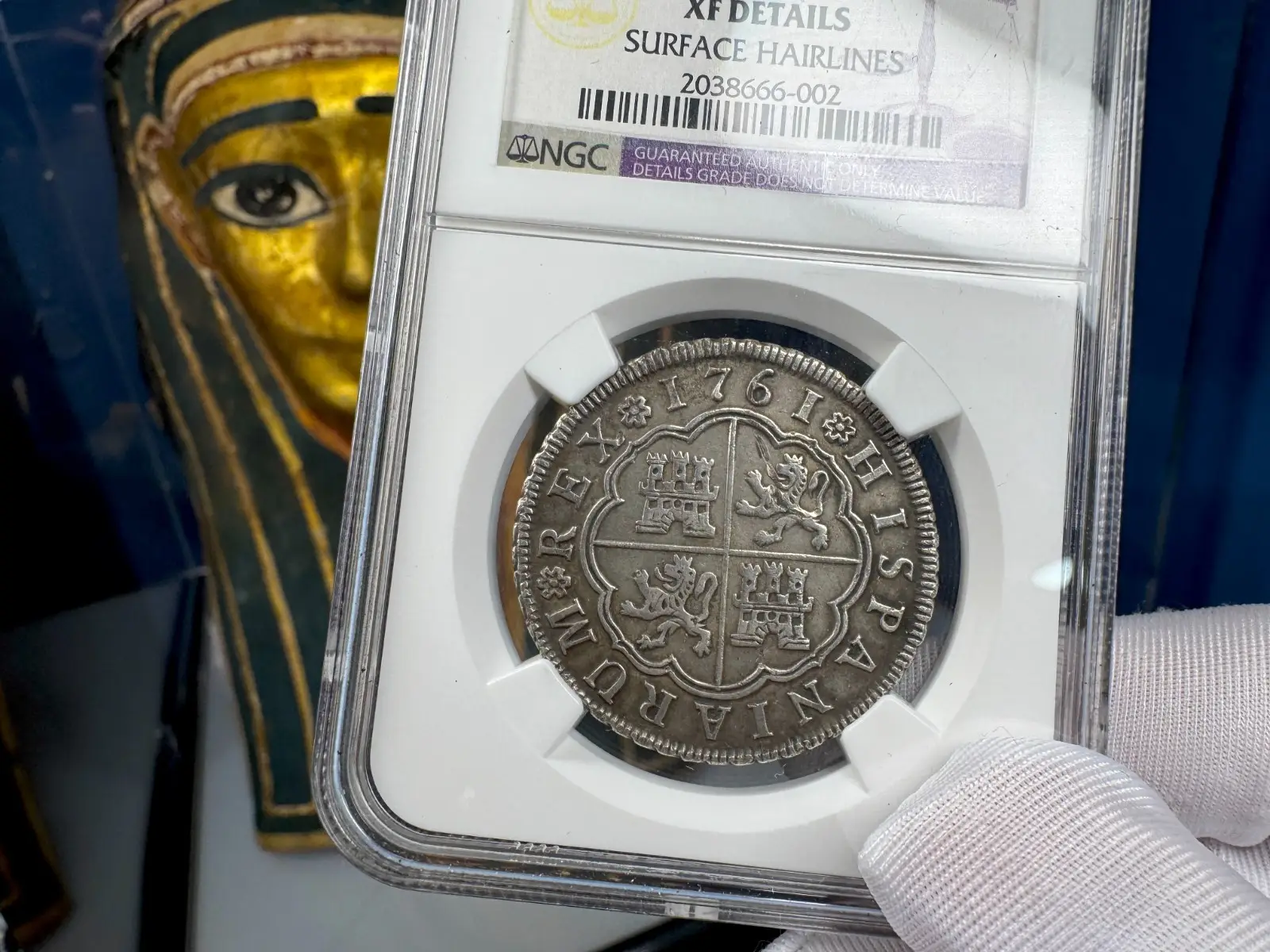 Spain 4 Reales 1761 "Dated" Charles II Seville NGC XF  2