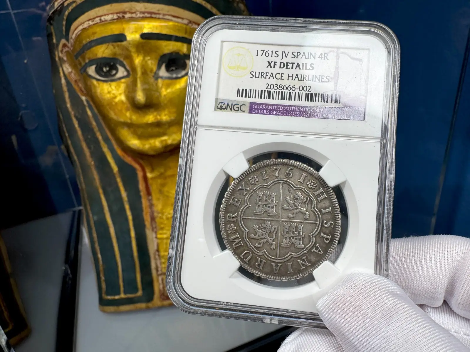 Spain 4 Reales 1761 "Dated" Charles II Seville NGC XF  8