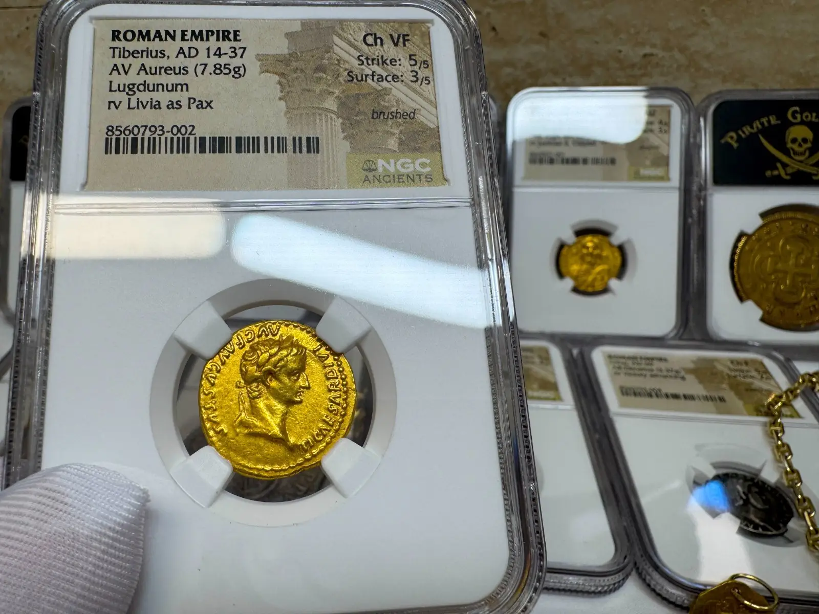 Roman Empire "Tiberius- 3rd of 12 Caesars" 14AD Aureus CH VF #793-002 4