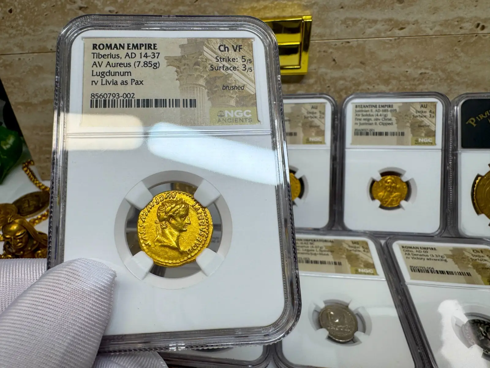 Roman Empire "Tiberius- 3rd of 12 Caesars" 14AD Aureus CH VF #793-002 16
