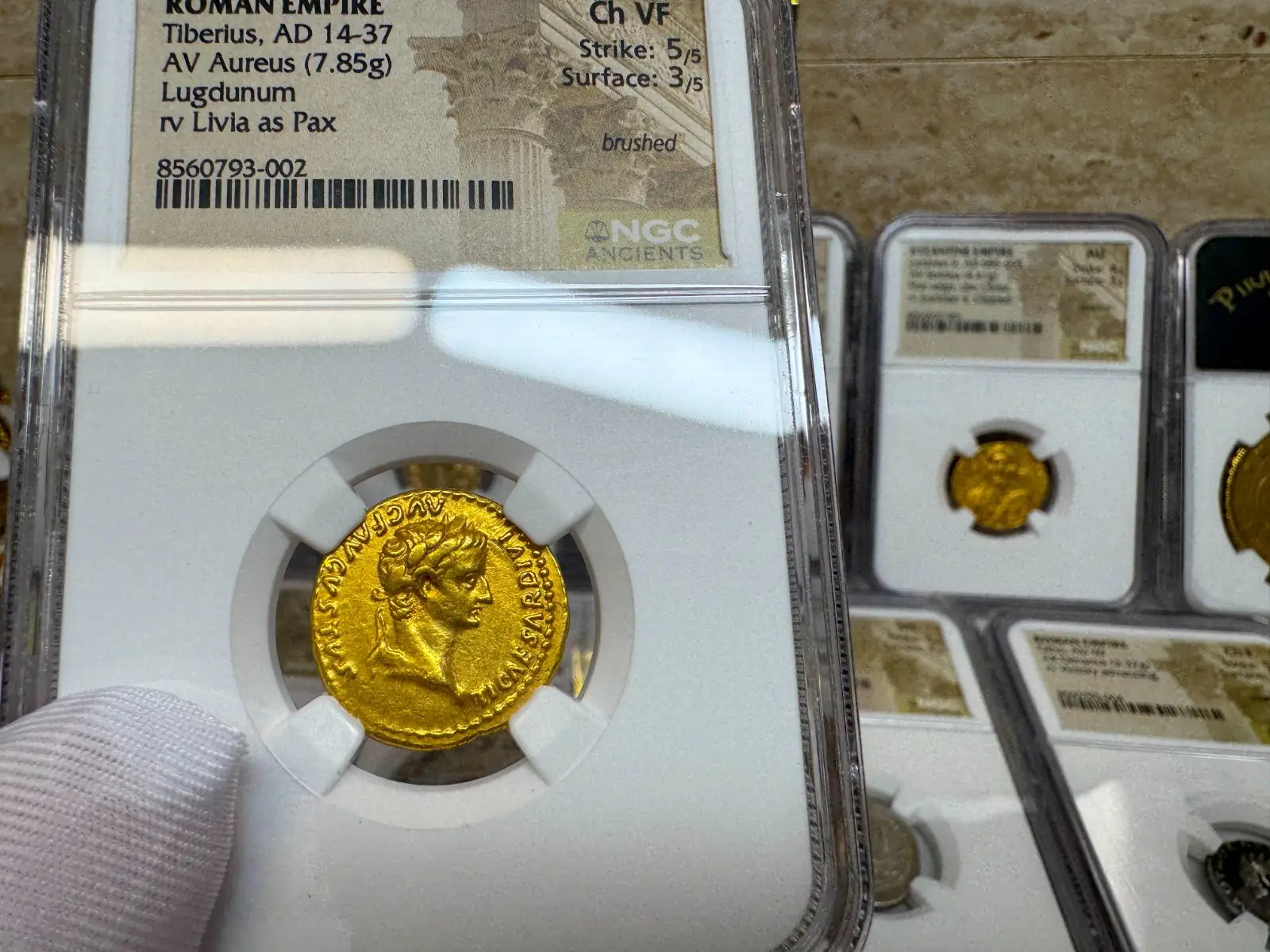 Roman Empire "Tiberius- 3rd of 12 Caesars" 14AD Aureus CH VF #793-002 15