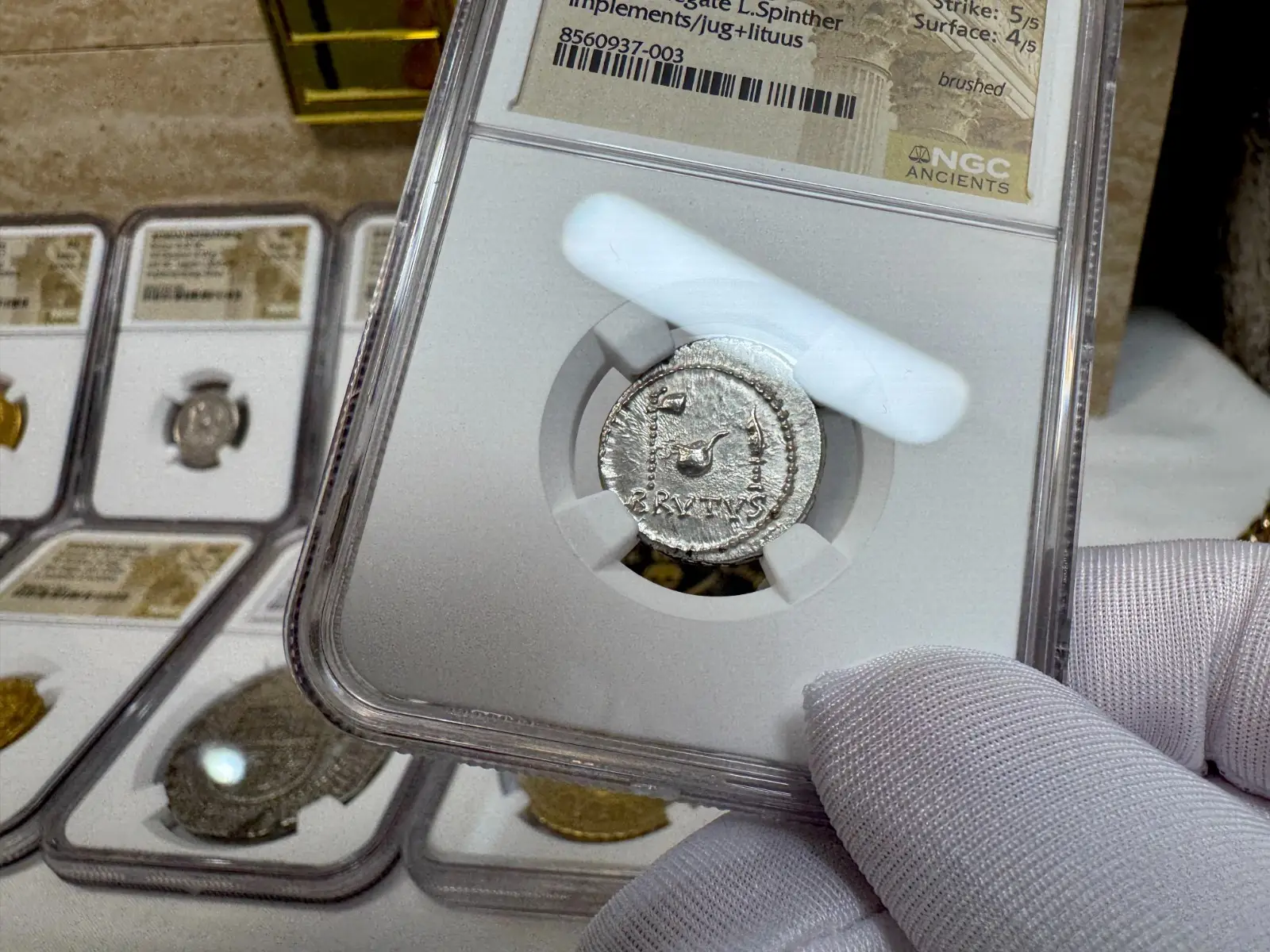 NGC MS! Roman Imperatorial "Brutus" 42BC Denarius Julius Caesar Military #937-003 16