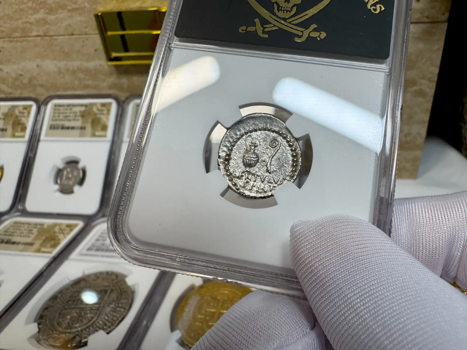 NGC MS! Roman Imperatorial "Brutus" 42BC Denarius Julius Caesar Military #937-003 9