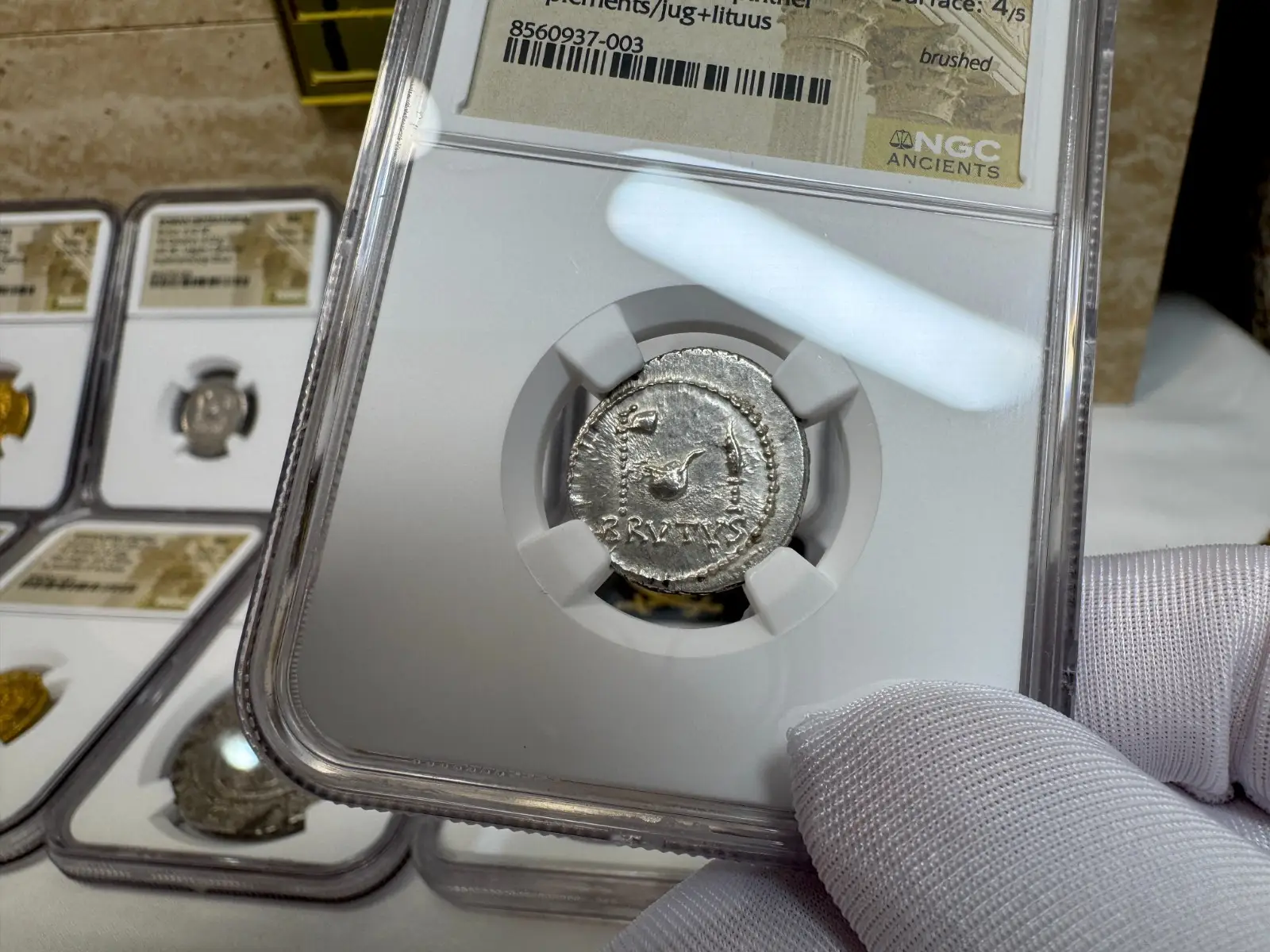 NGC MS! Roman Imperatorial "Brutus" 42BC Denarius Julius Caesar Military #937-003 11