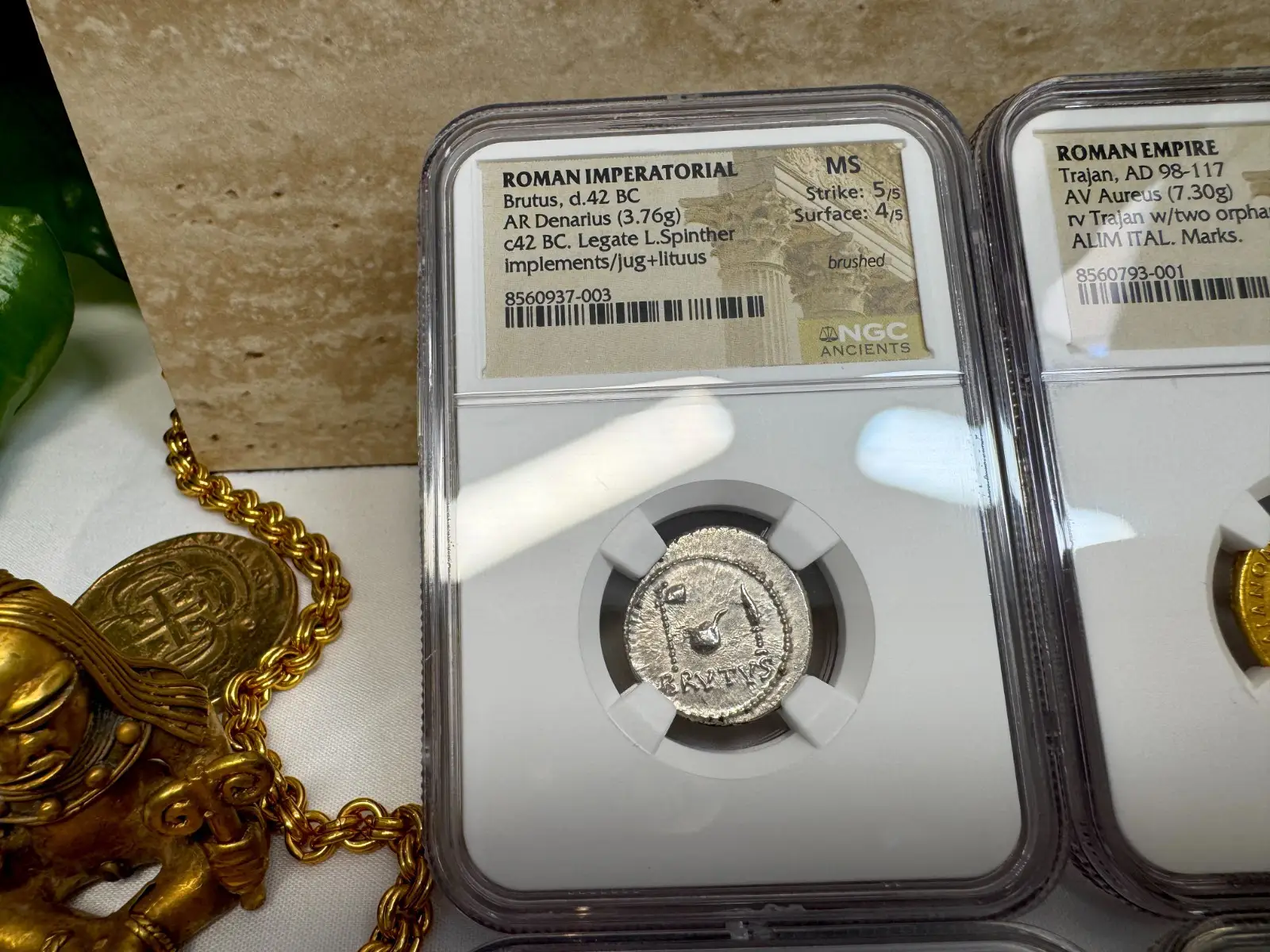 NGC MS! Roman Imperatorial "Brutus" 42BC Denarius Julius Caesar Military #937-003 10