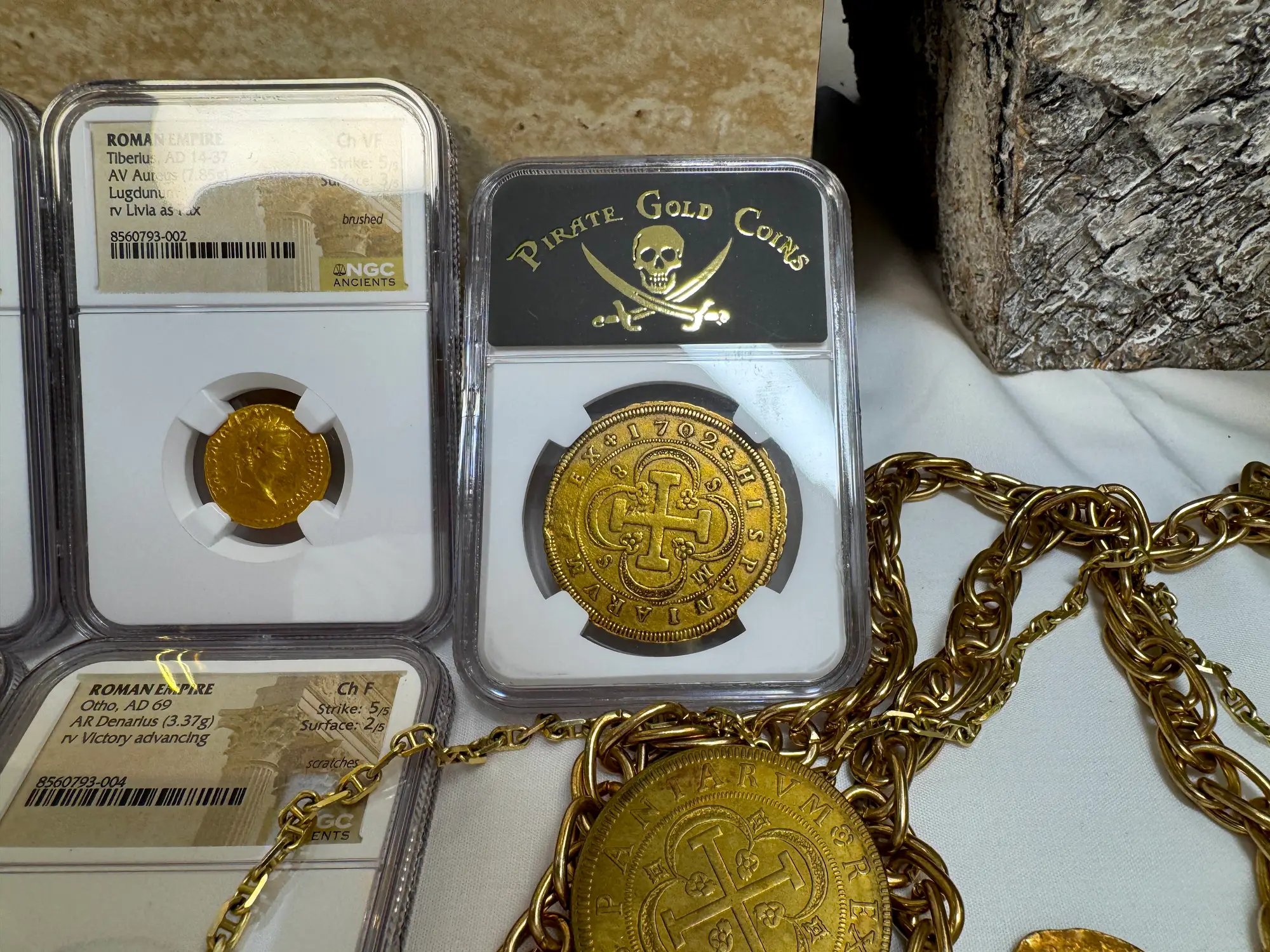 Spain 8 Escudos 1702 "6 Graded NGC- RARE" NGC VF 24