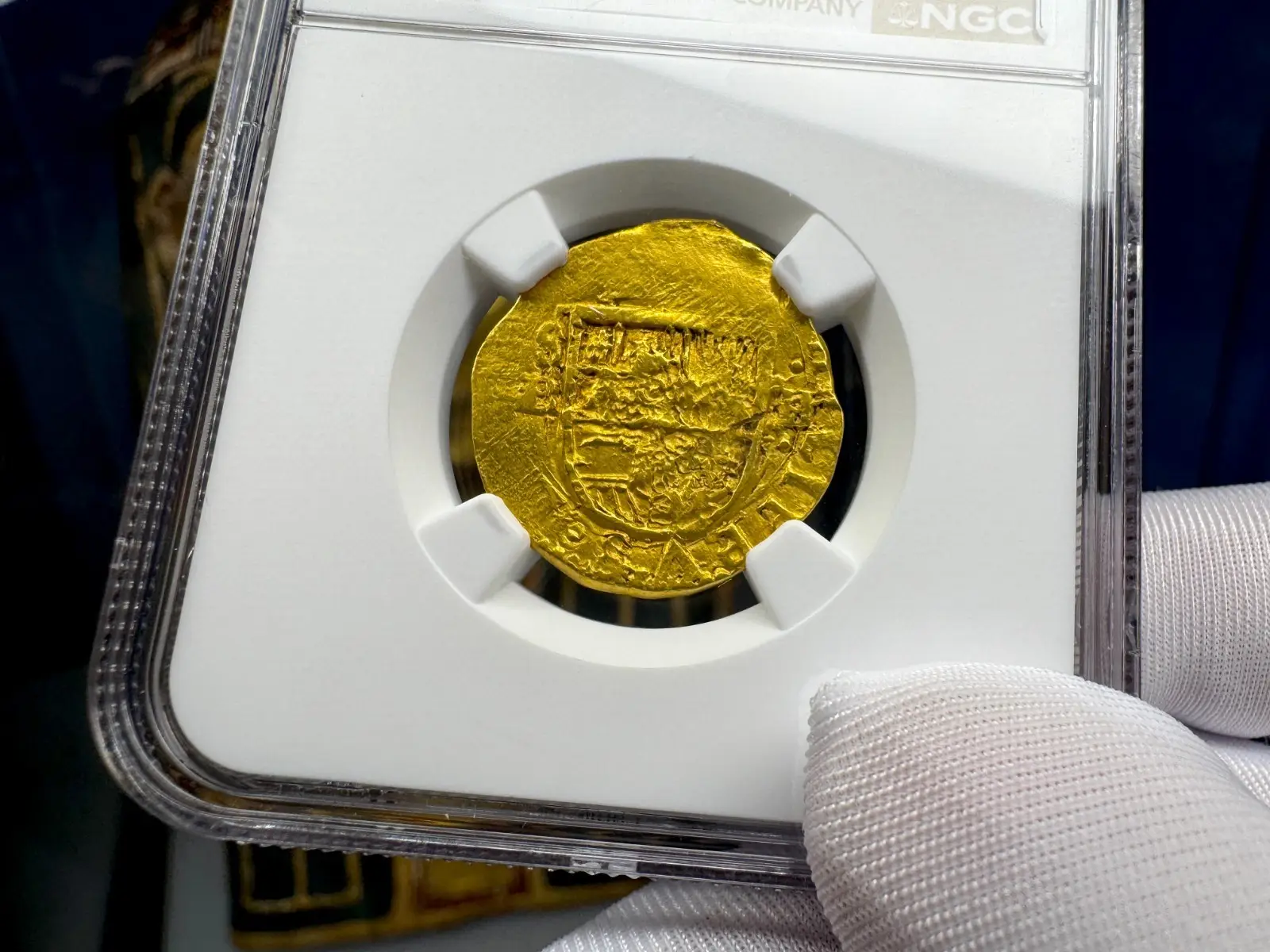 Spain 2 Escudos 1590-97 Philip III NGC AU *TO BE PENDANT* 9