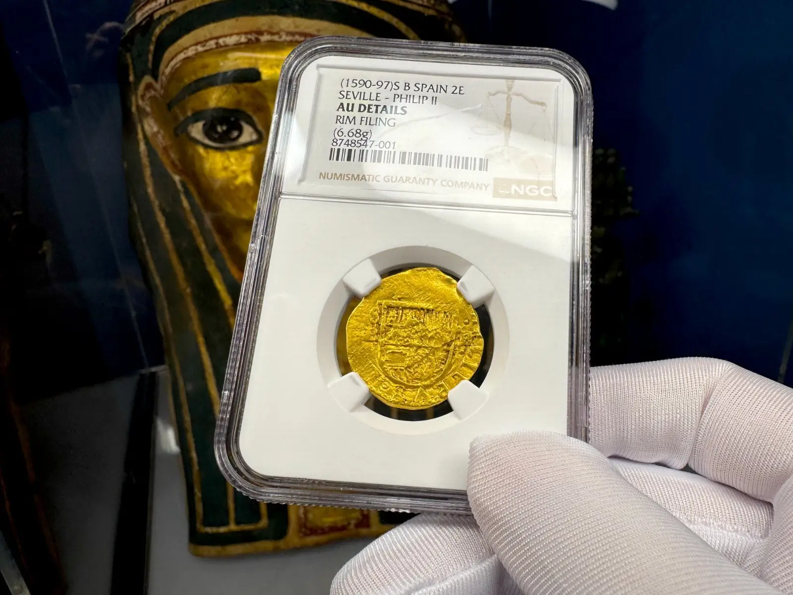 Spain 2 Escudos 1590-97 Philip III NGC AU *TO BE PENDANT* 12