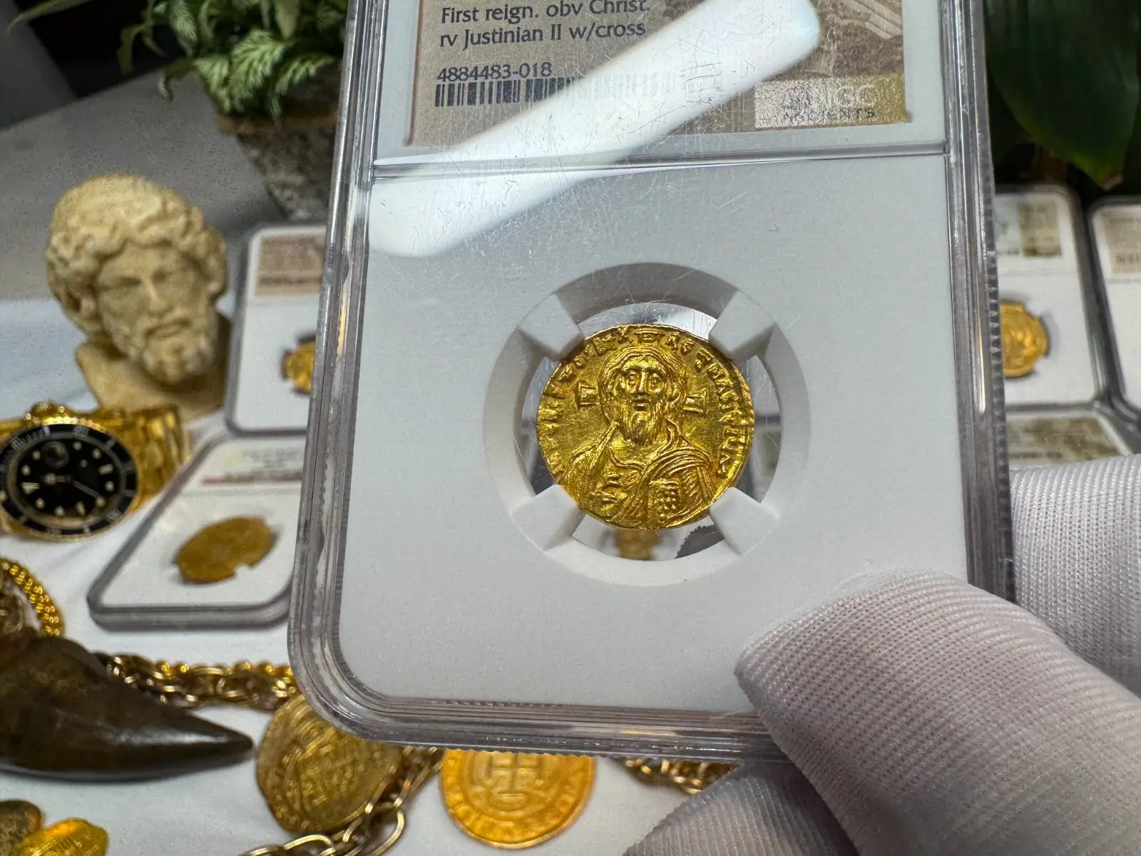 Stunning! Byzantine Empire "Jesus Christ" Justinian II NGC MS  7