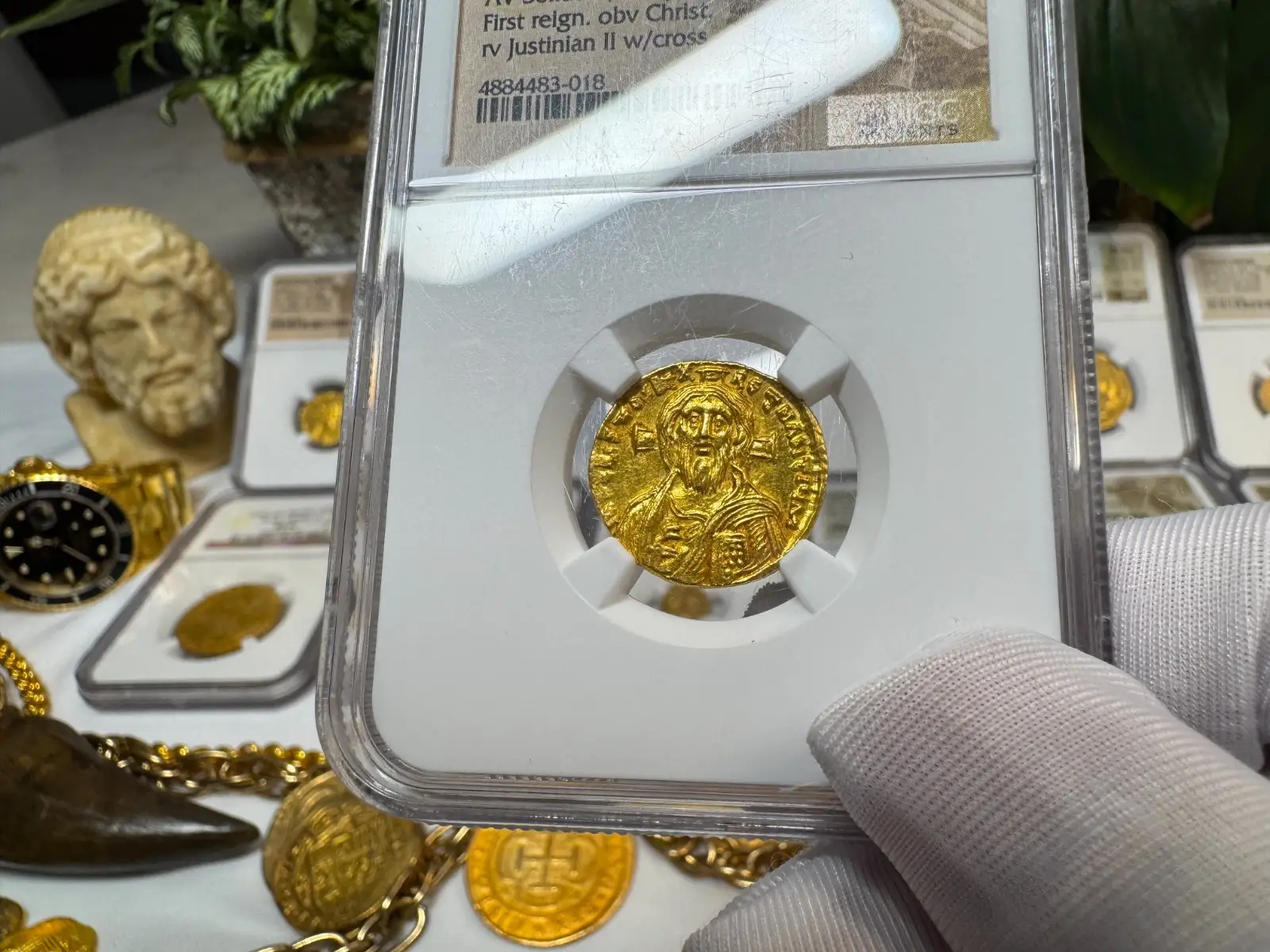 Stunning! Byzantine Empire "Jesus Christ" Justinian II NGC MS  9