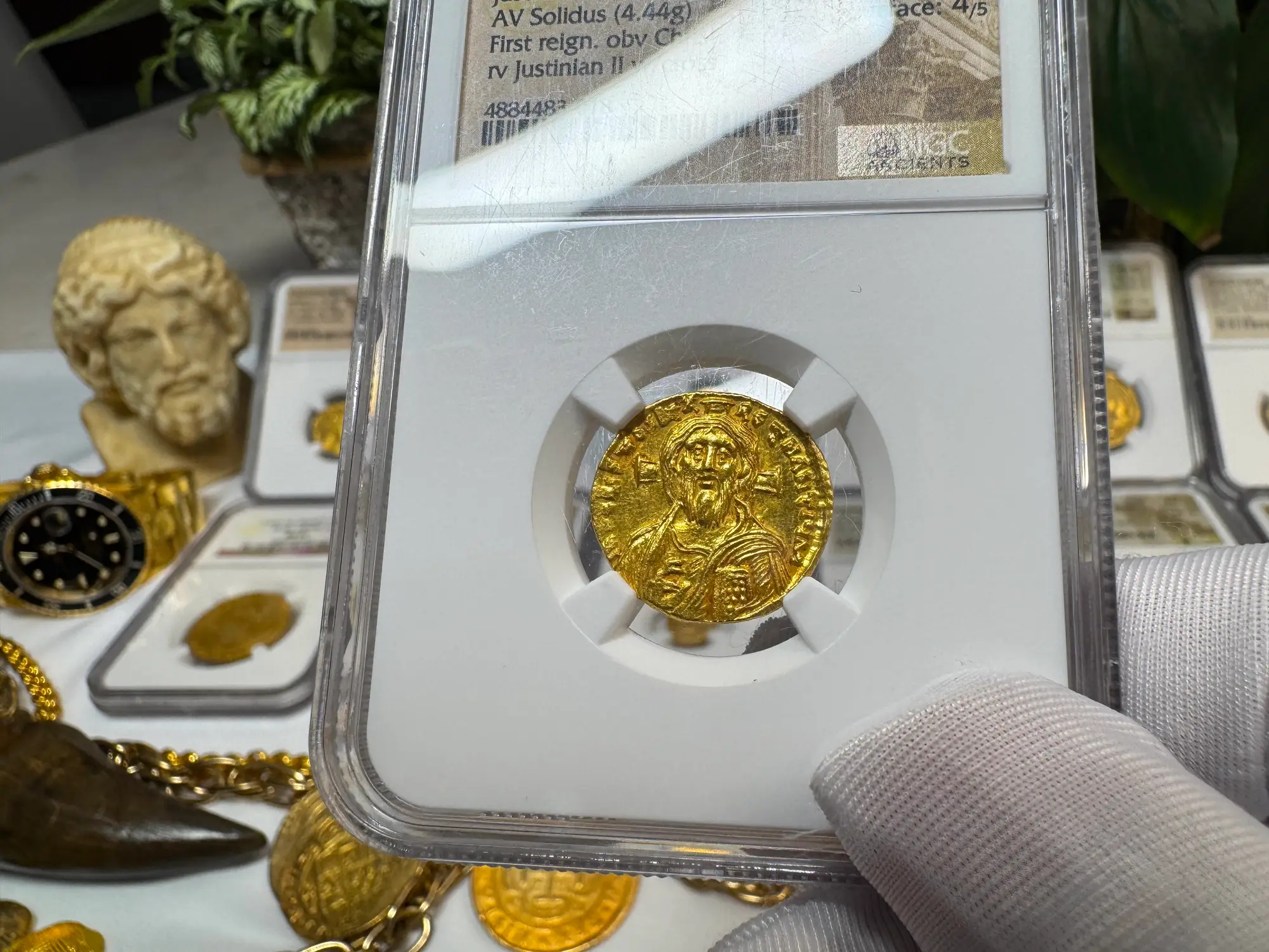 Stunning! Byzantine Empire "Jesus Christ" Justinian II NGC MS  33