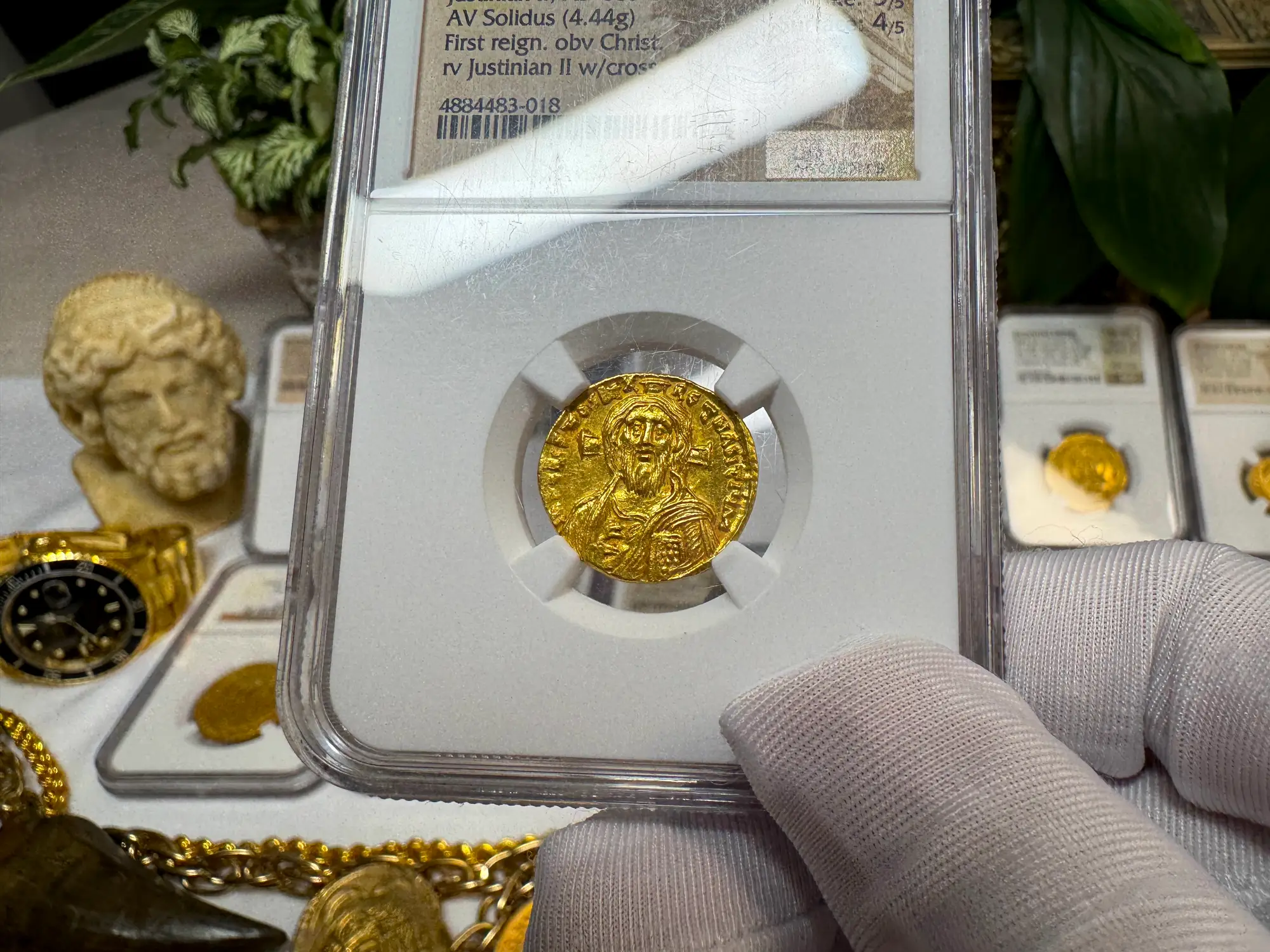 Stunning! Byzantine Empire "Jesus Christ" Justinian II NGC MS  35