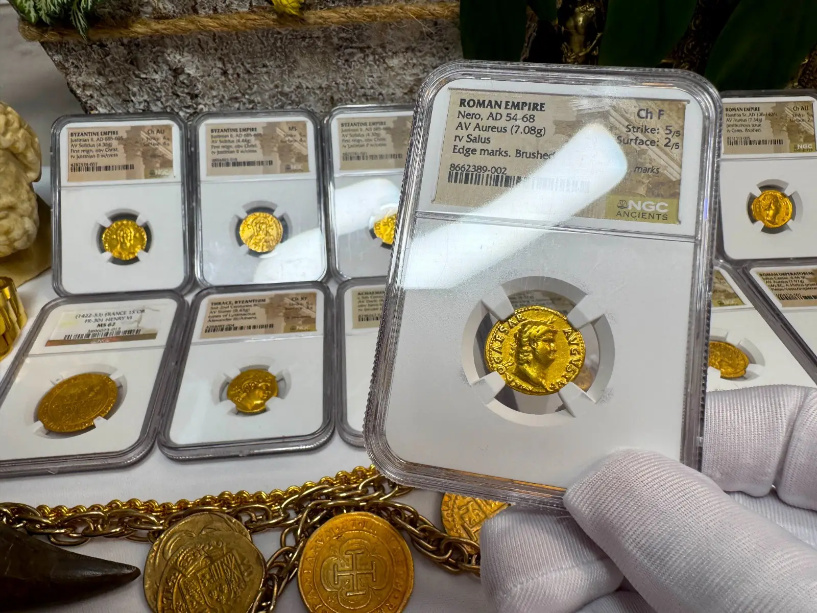 Roman Empire "Nero- 6th of 12 Caesars" 54-68AD NGC CH F #389-002 14