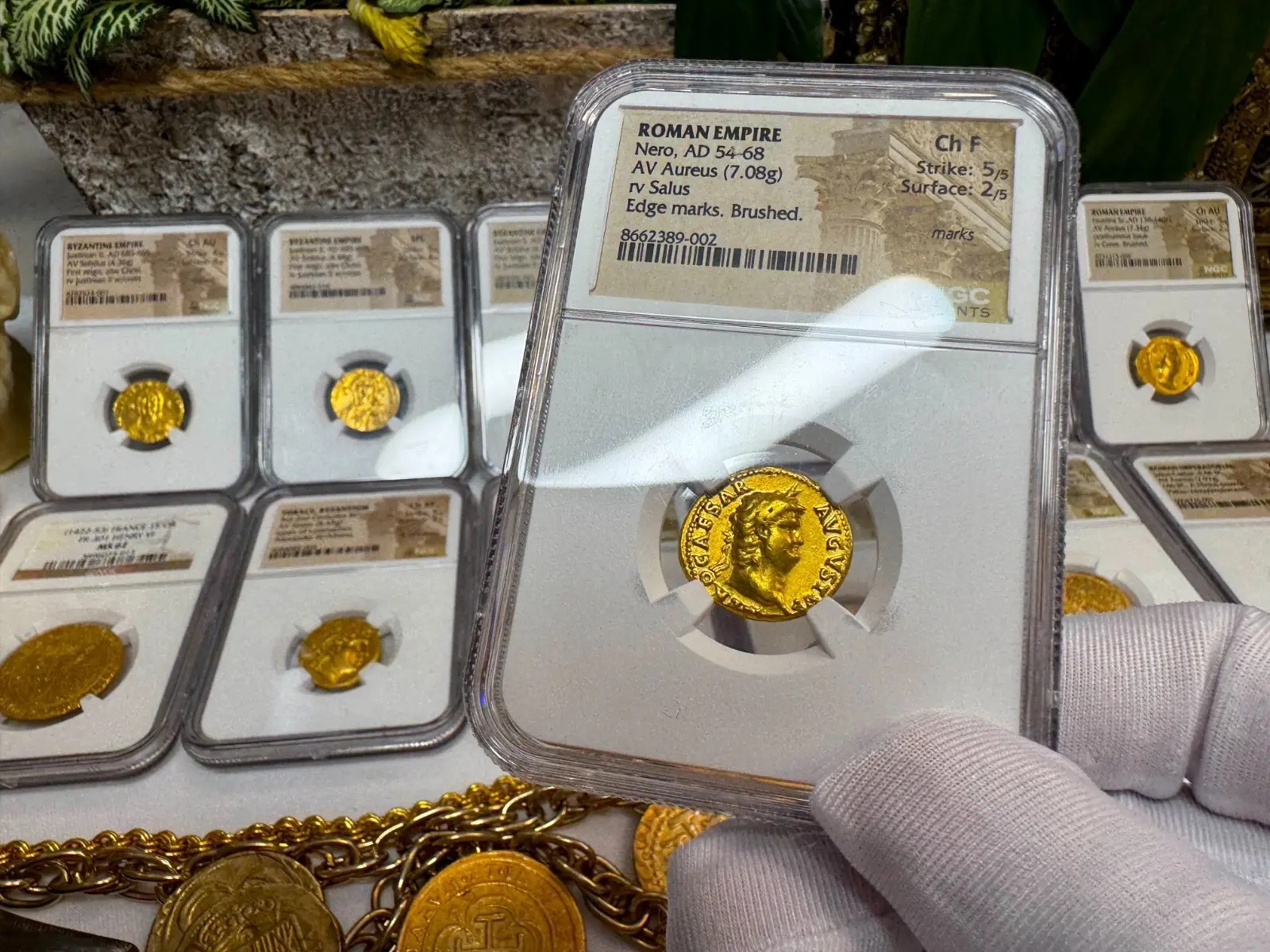 Roman Empire "Nero- 6th of 12 Caesars" 54-68AD NGC CH F #389-002 20
