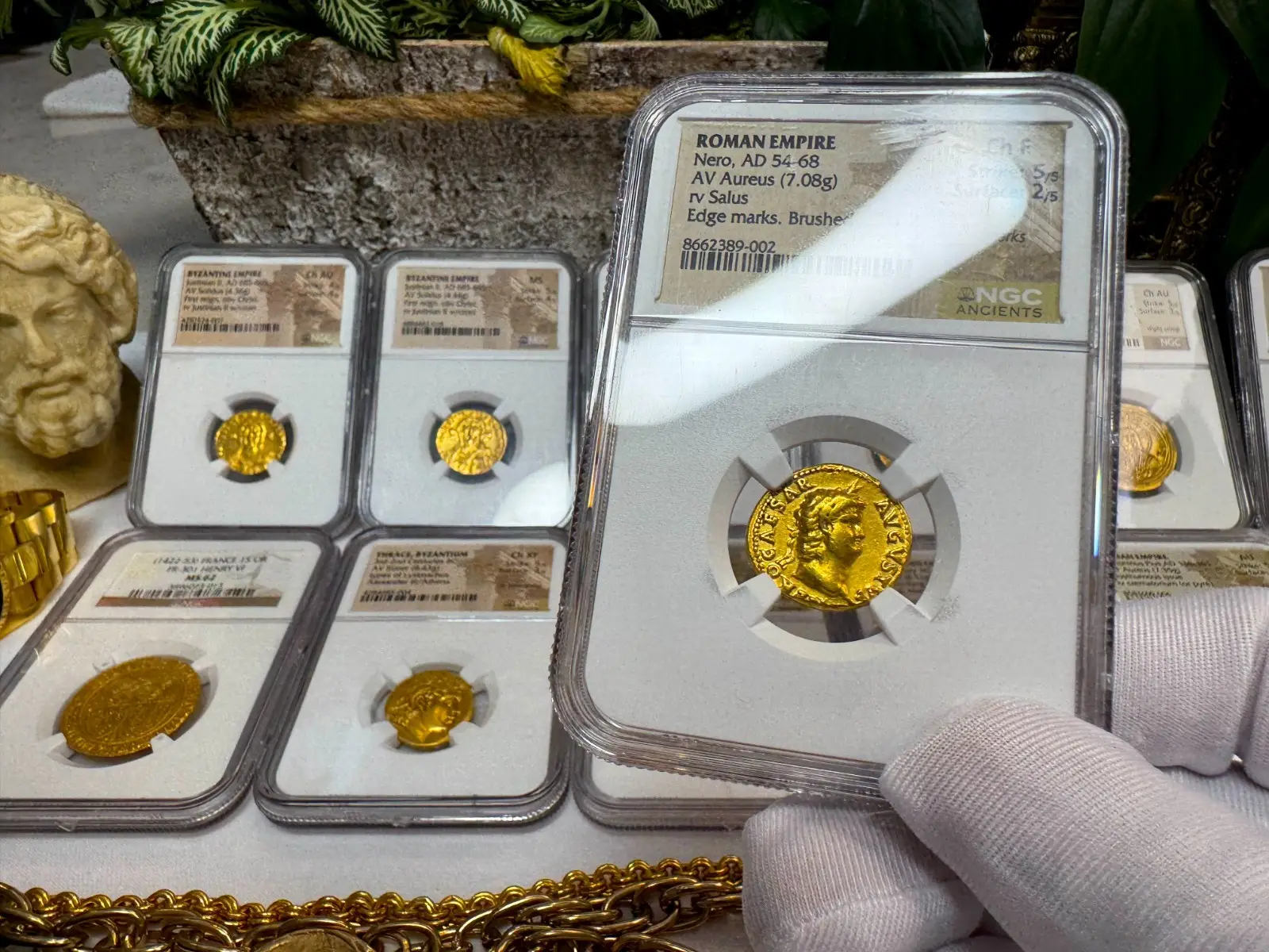 Roman Empire "Nero- 6th of 12 Caesars" 54-68AD NGC CH F #389-002 16
