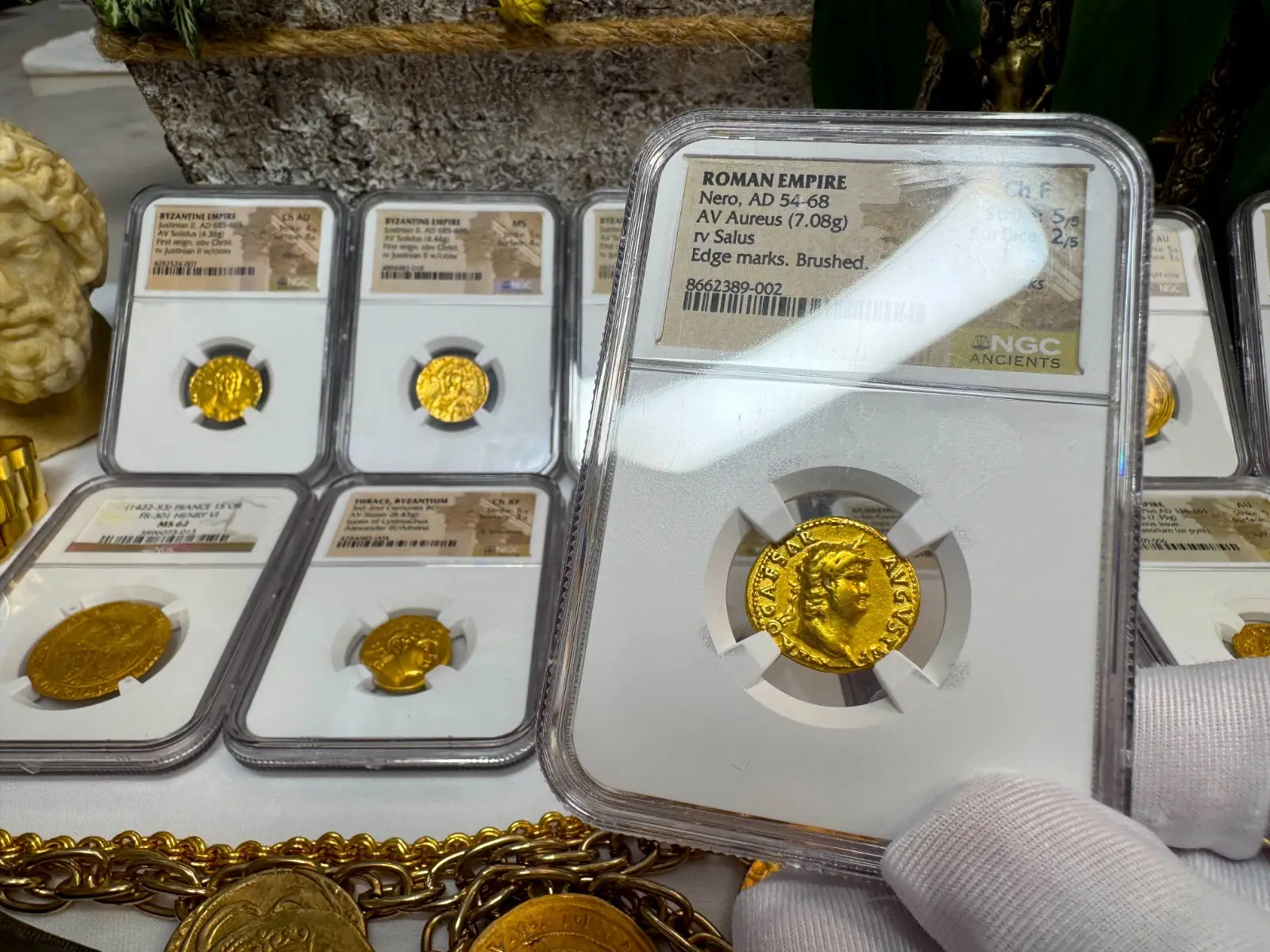 Roman Empire "Nero- 6th of 12 Caesars" 54-68AD NGC CH F #389-002 23