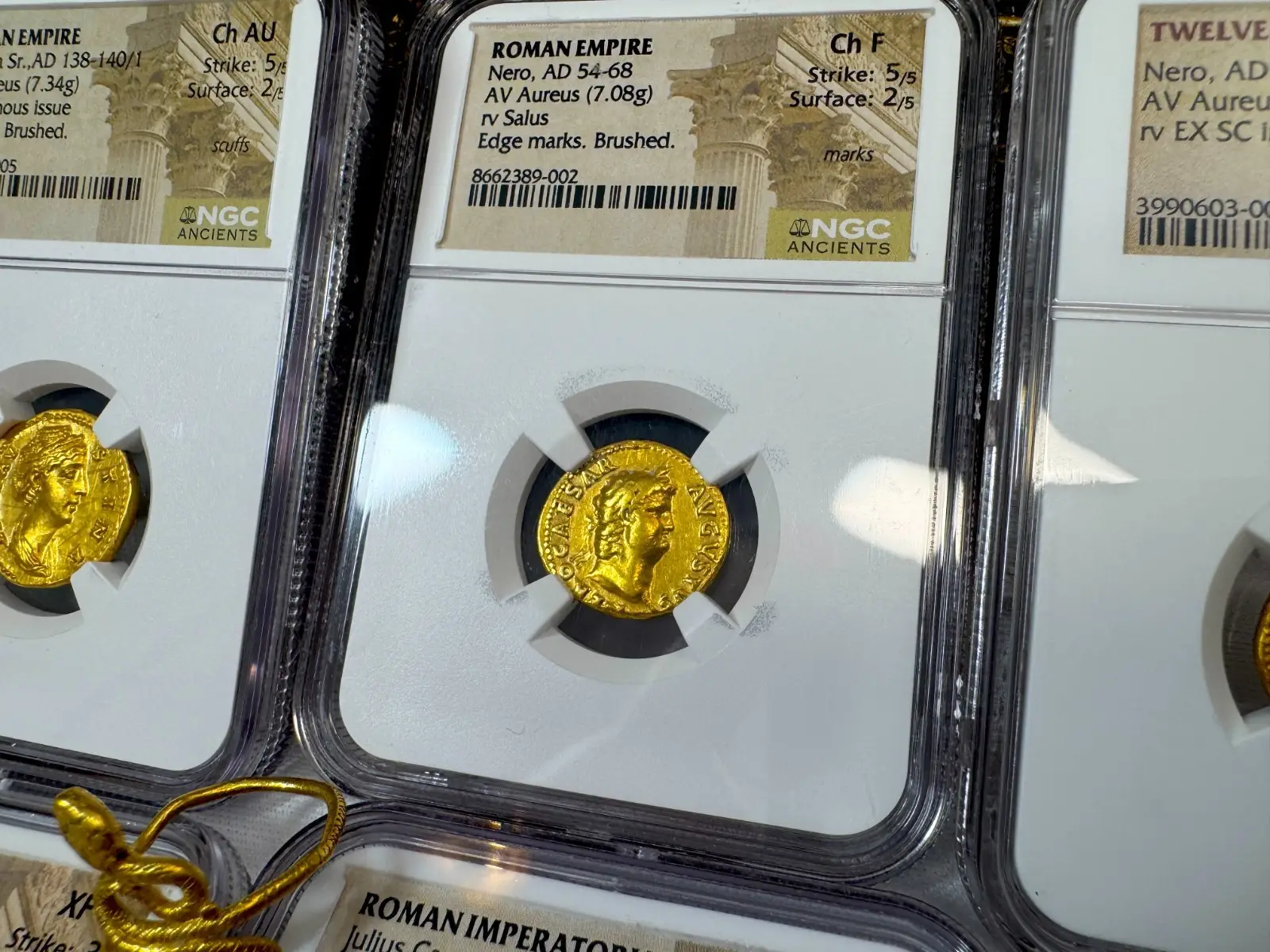 Roman Empire "Nero- 6th of 12 Caesars" 54-68AD NGC CH F #389-002 18
